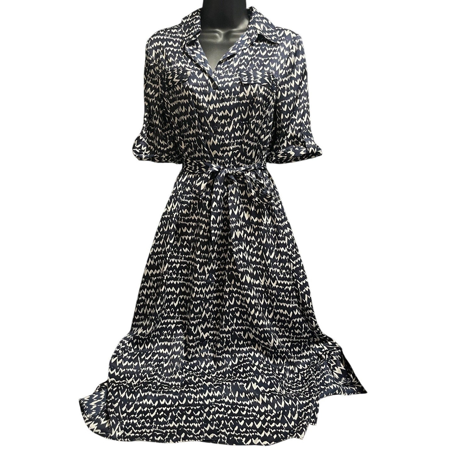 RyeGrass Black and White Abstract Print Shirt Dress - Size XS - NWT - Maxi