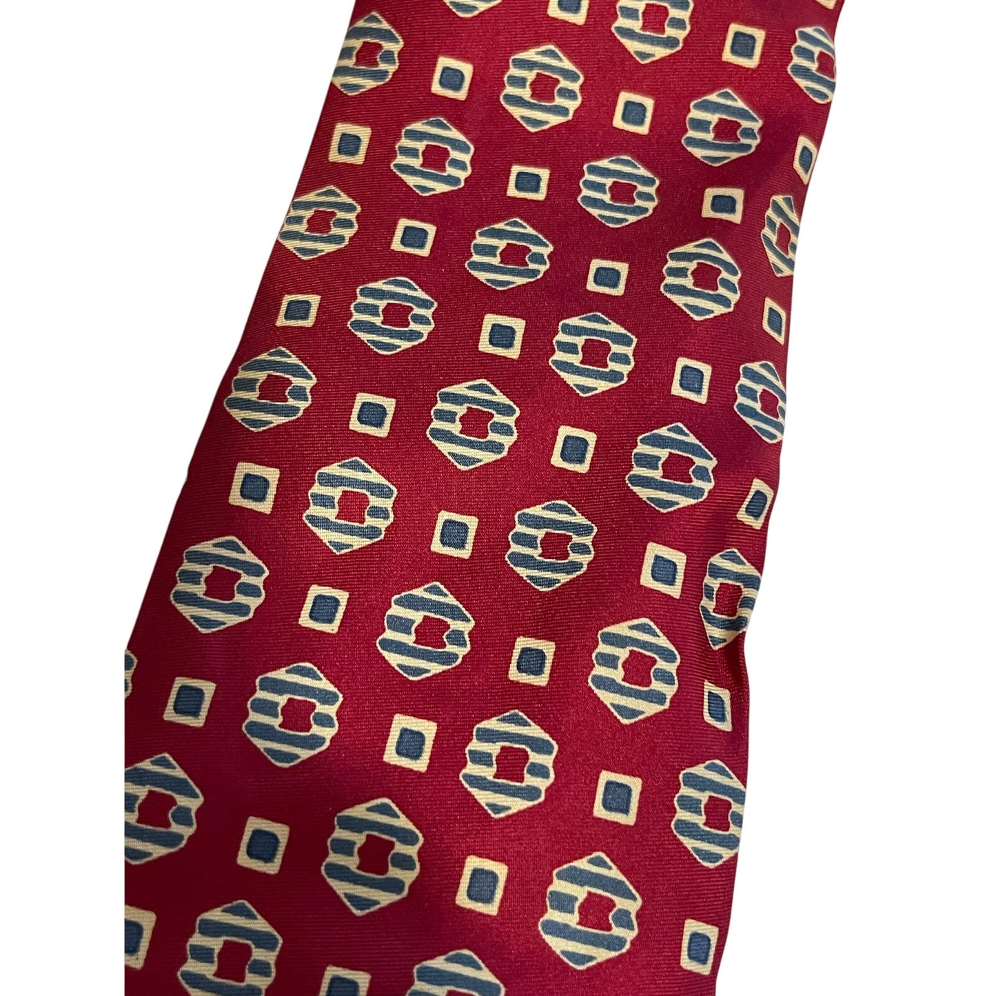 Vintage Isaco Italian Made Pure Silk Red Print Men's Necktie