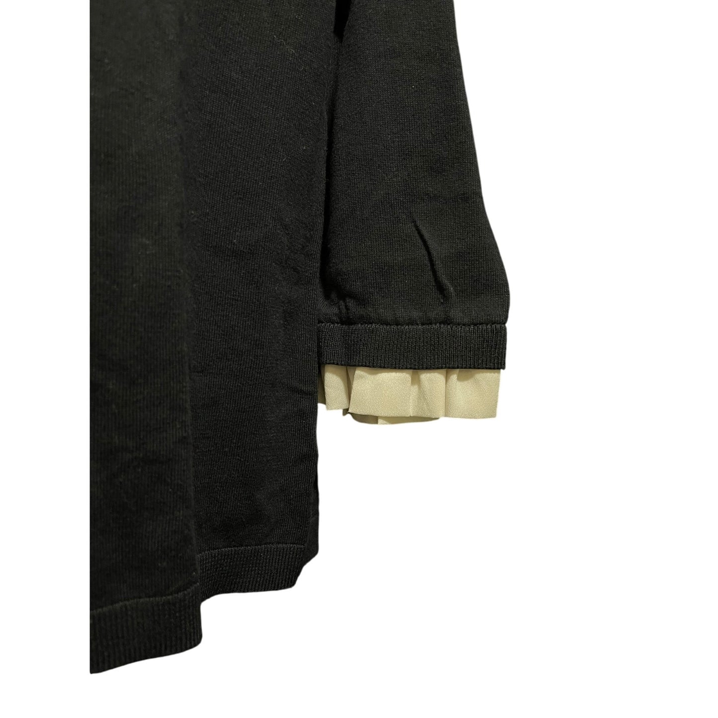 Talbots Petites Size Medium Black Knit Sweater w/White Trim