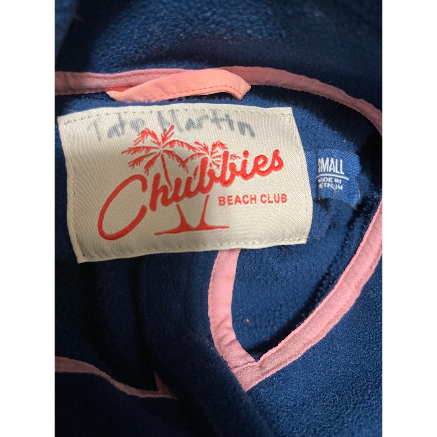 Chubbies Size Small Blue and Pink Fleece 1/4 Zip Pullover
