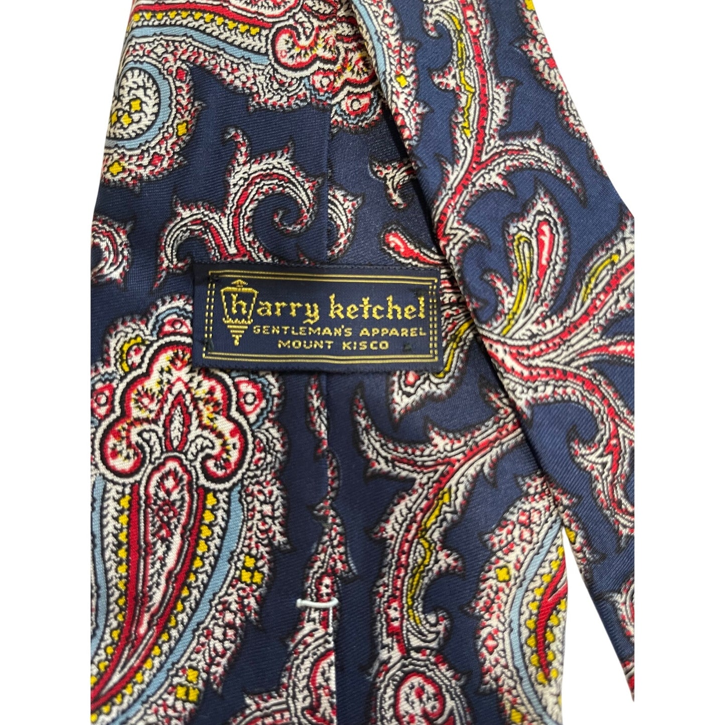 Vintage Bert Pulitzer Blue and Red Paisley Print Pure Silk Necktie
