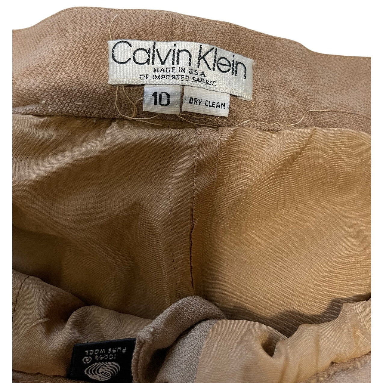 Vintage Calvin Klein 100% Wool Tan Dress Pants - High Waisted - Read Description