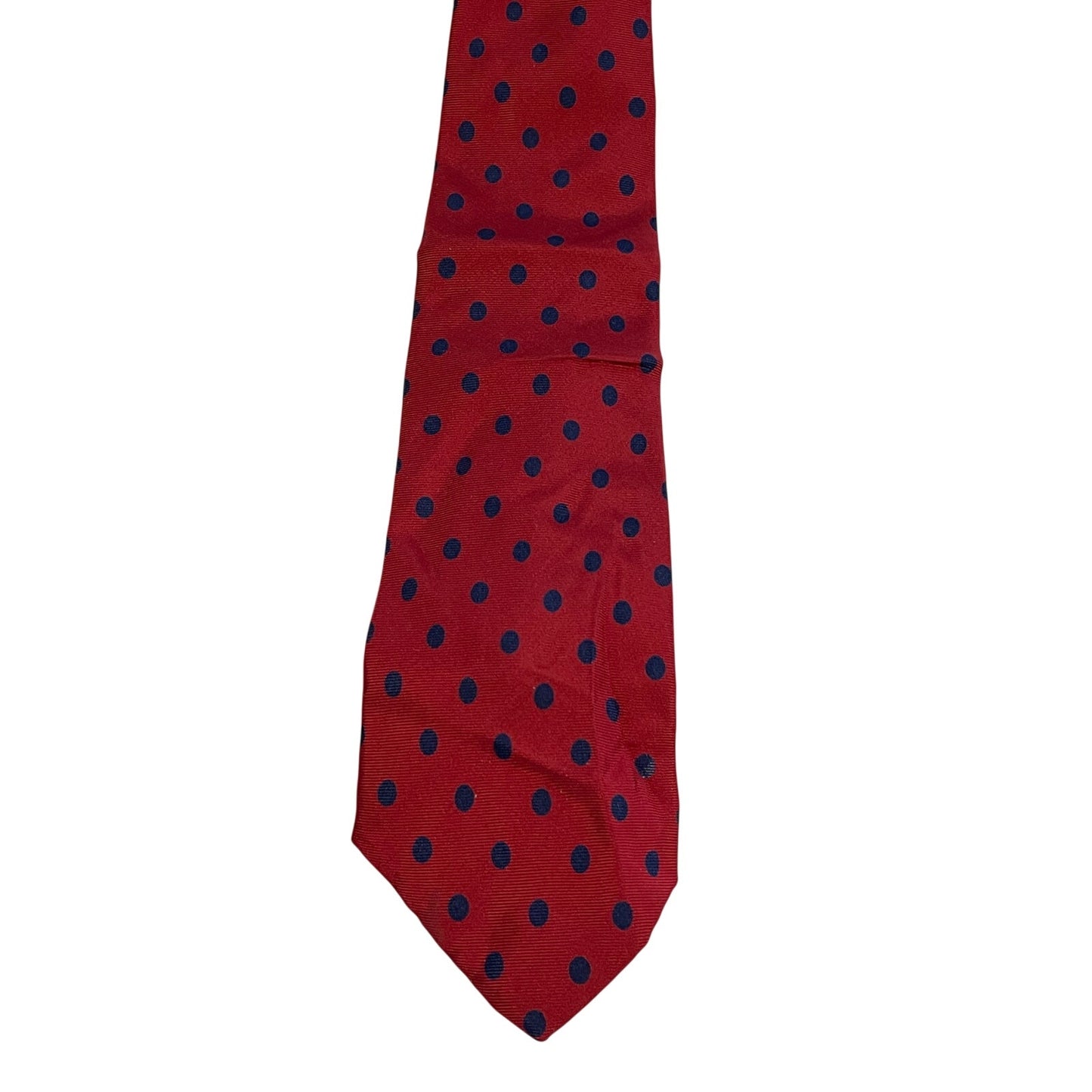 Vintage Reis of New Haven All Silk Red & Blue Polka Dot Print Necktie
