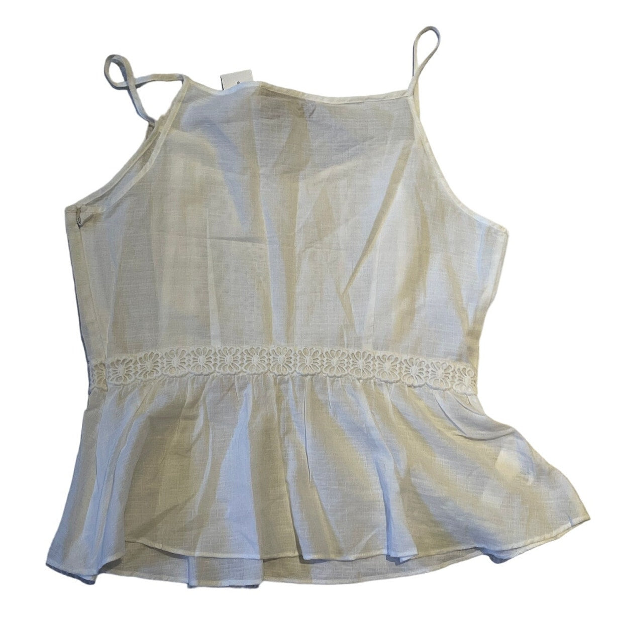 Ann Taylor The Loft White Linen & Crochet Strappy Tank Blouse - Size 4 - NWT