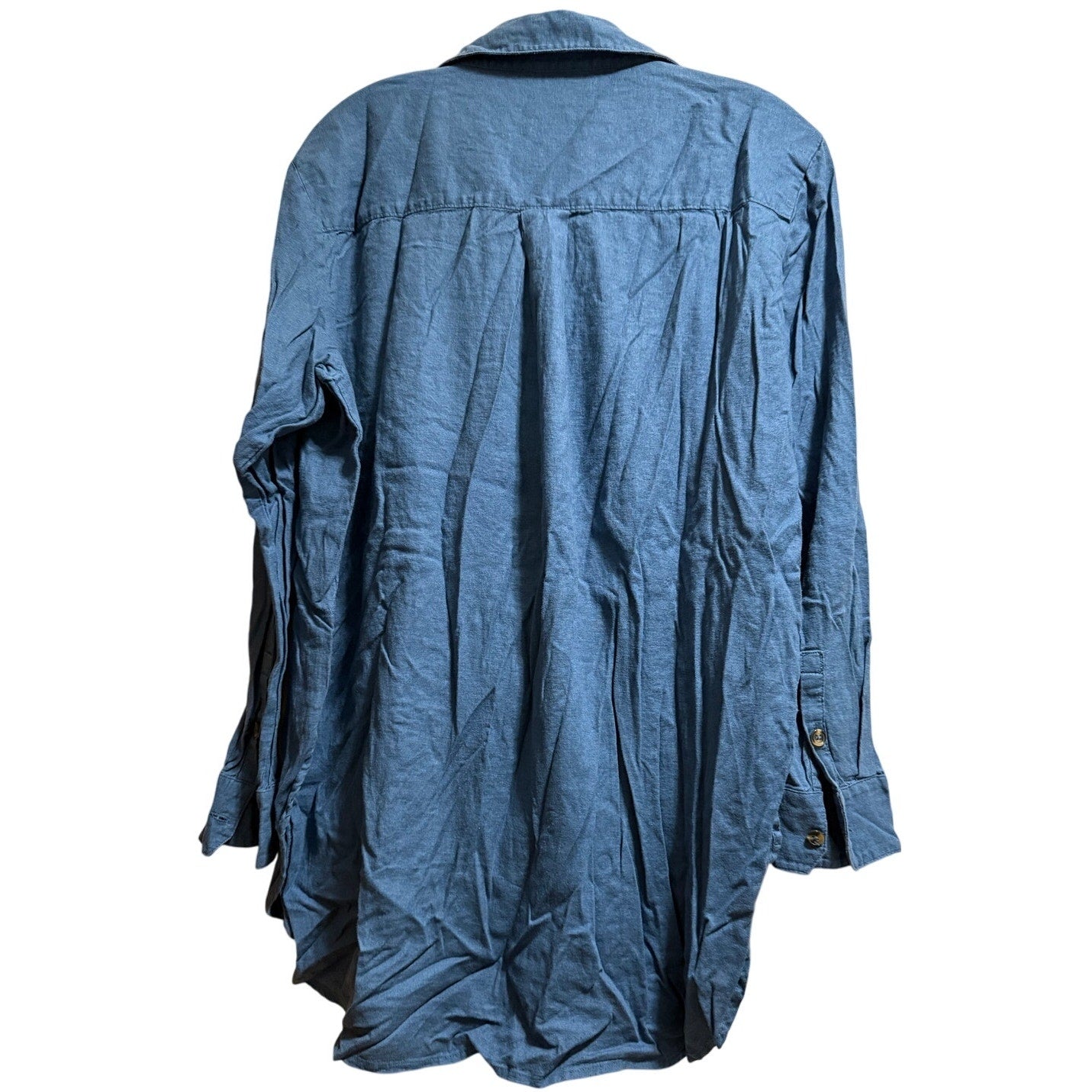 Universal Standard Oversized 2XS Blue Collared Button Up Linen Blend Shirt