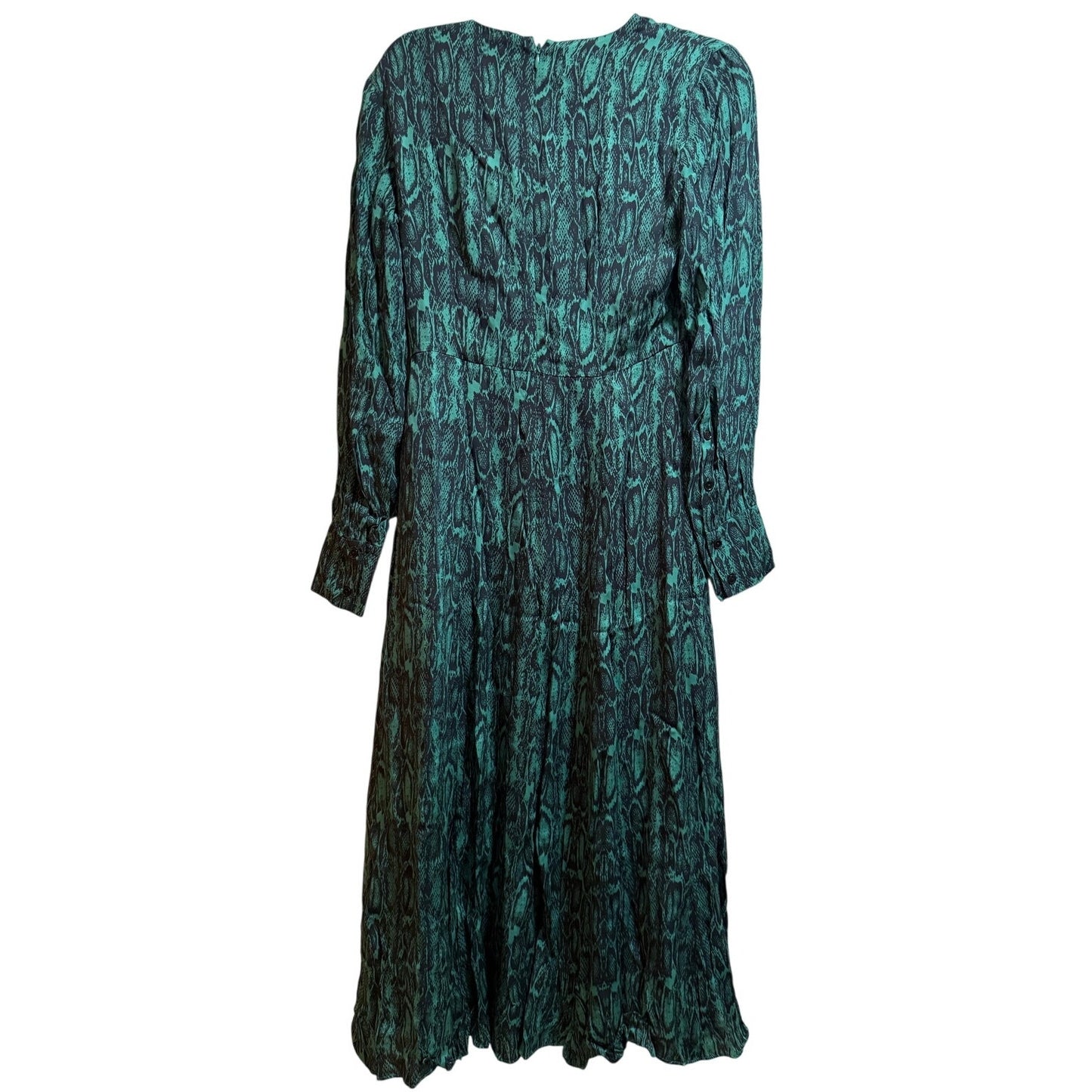 Reiss Greta Snake Skin Print Long Sleeve Maxi Dress - Teal - Size 8 - NWT