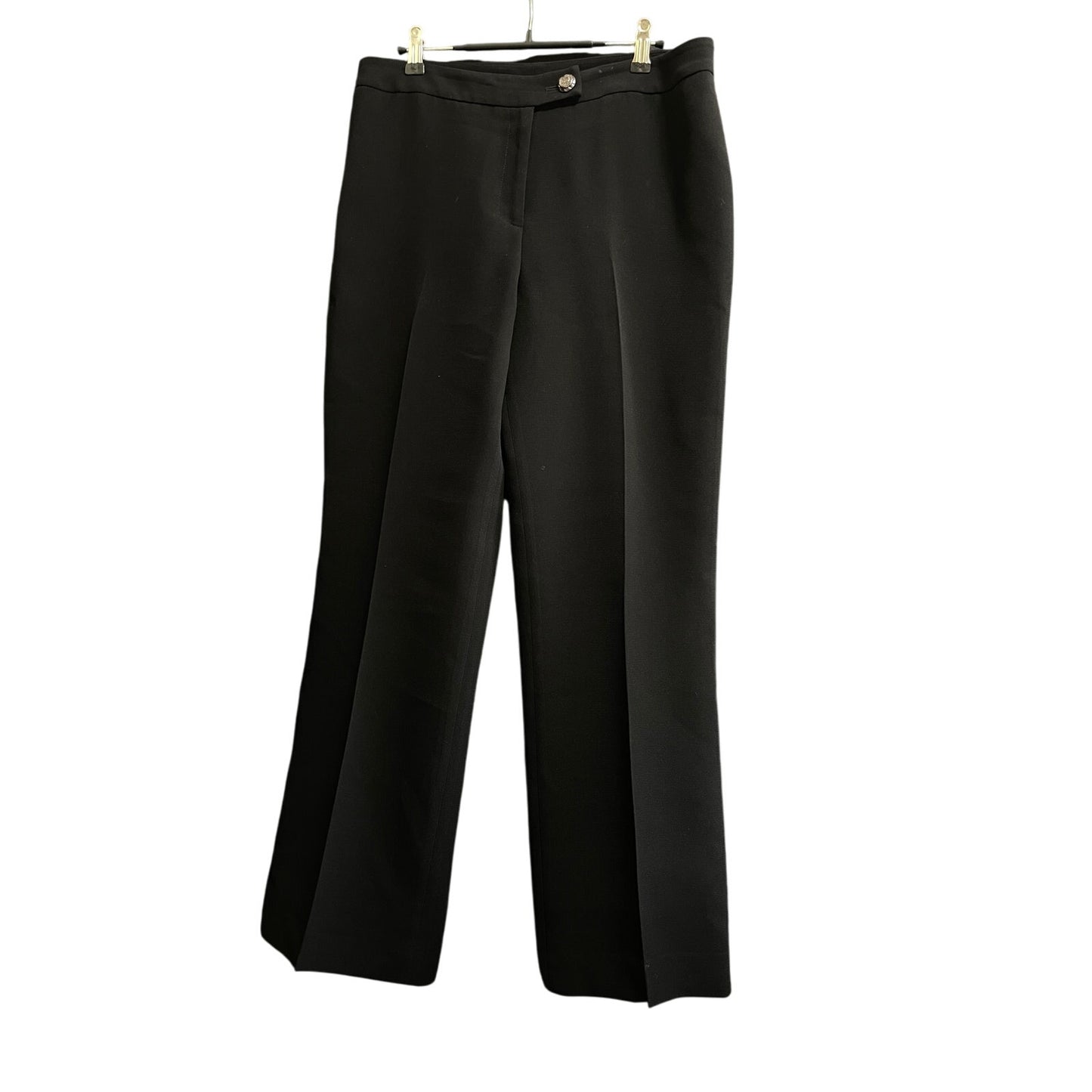 Likely Tahari Size 8 Petite Black Dress Pants w/Large Gunmetal Silver Button