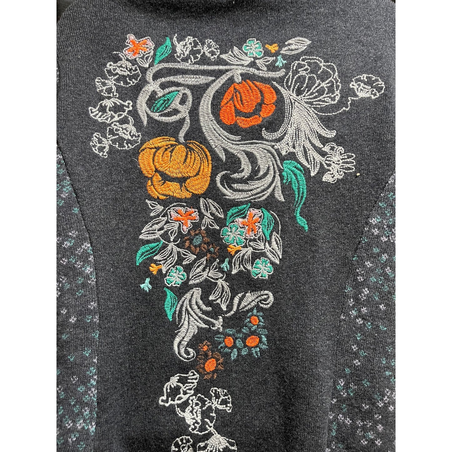Ivko Jacquard Embroidered Sweater Jacket - 100% Wool - Size XL