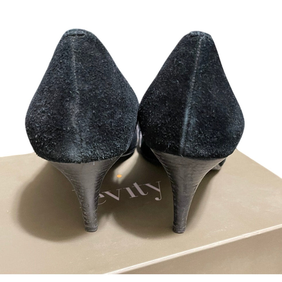Levity Black Velvet Heels - Size 7 With Original Box - Preowned
