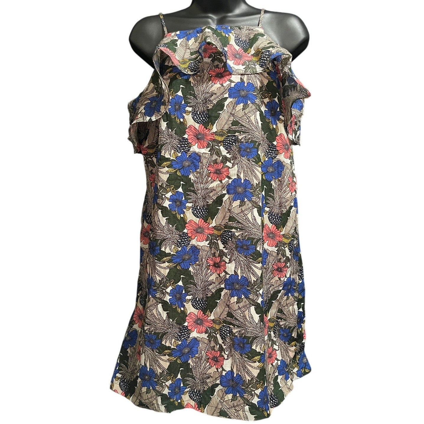 Joy Joy Blue & Pink Floral Print Sleeveless Mini Dress - Size Medium - NWT