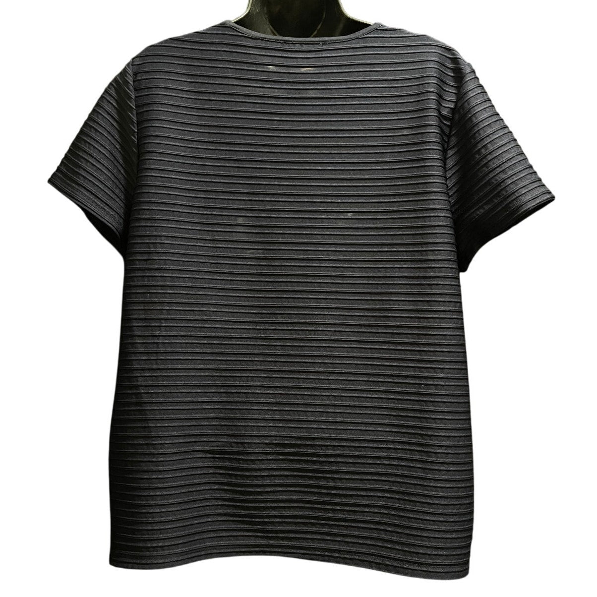 Calvin Klein Navy Blue Short Sleeve Ribbed T-Shirt / Blouse - Size Large - Sheer
