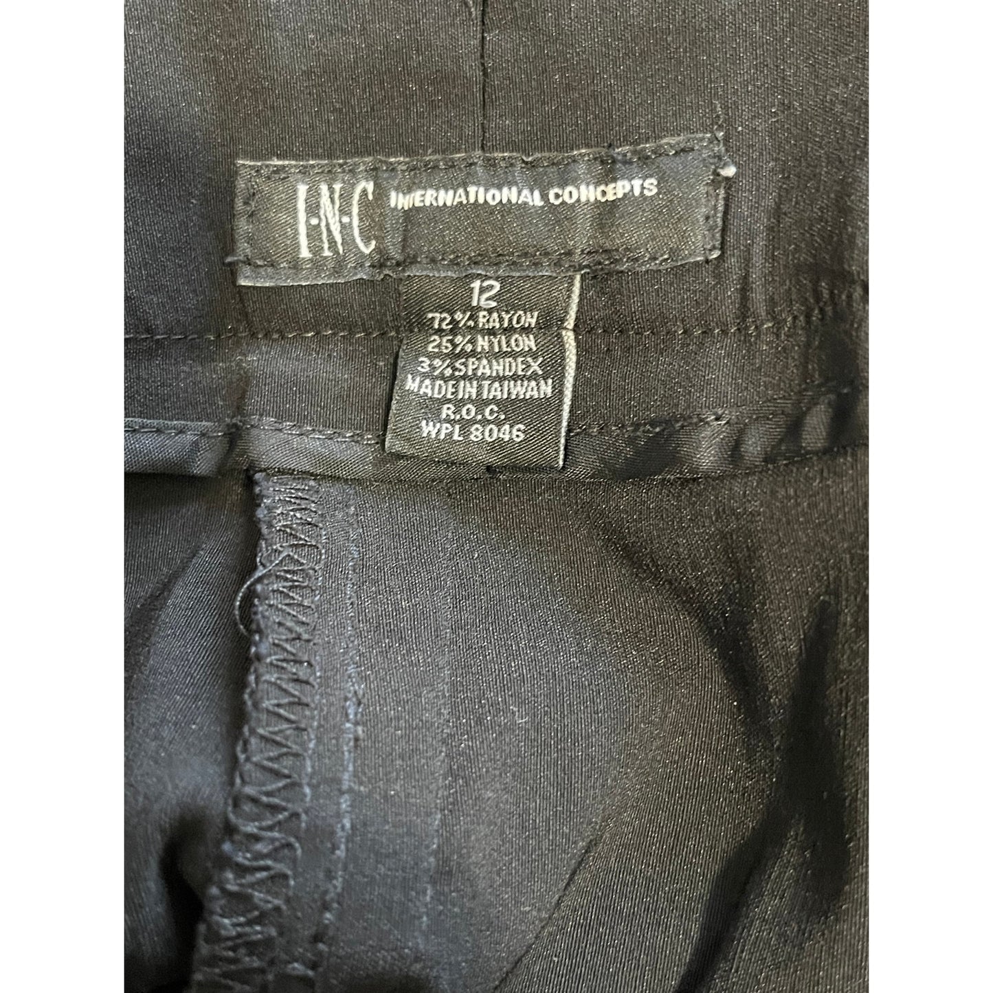 Inc International Concepts Size 12 Straight Black Dress Pants