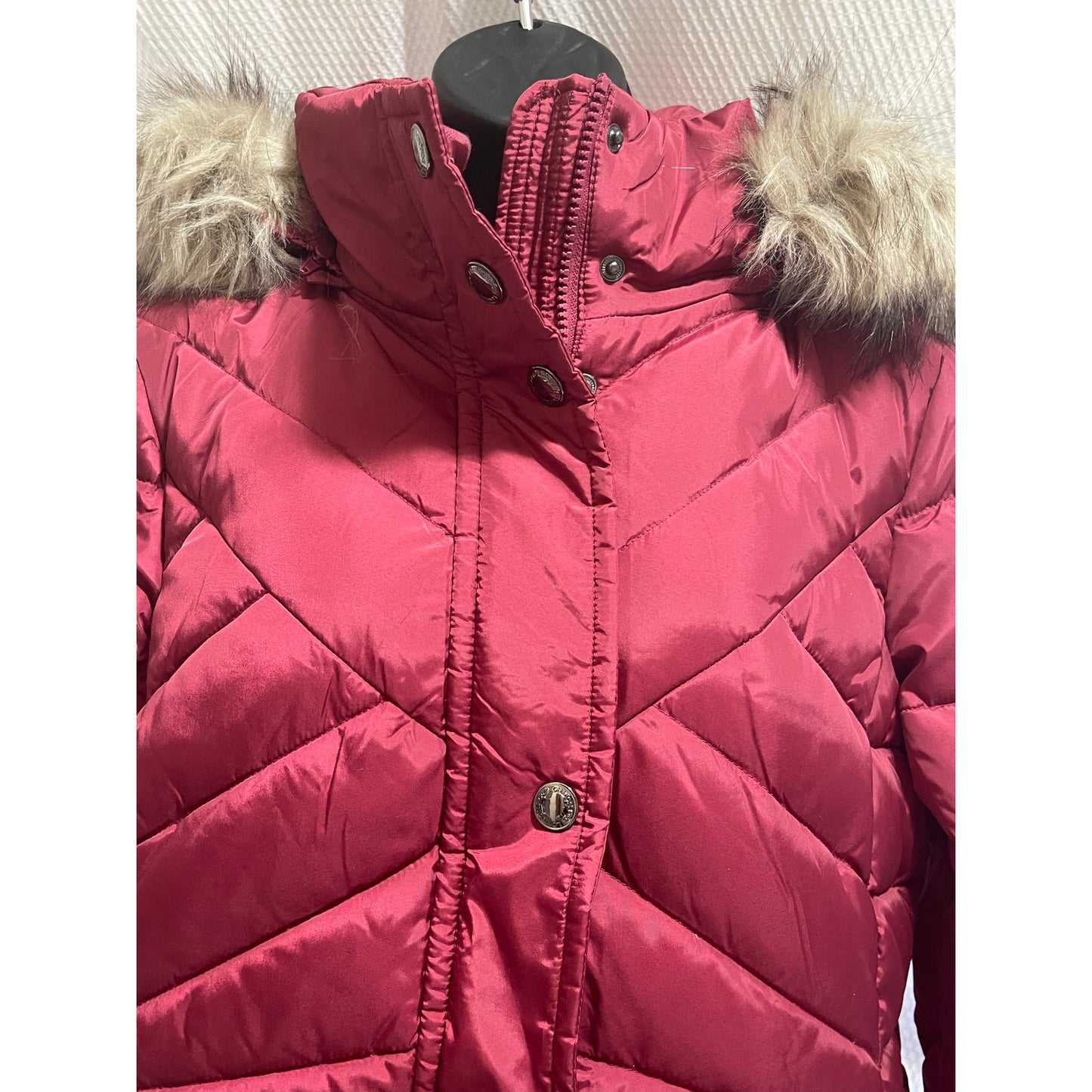 NWT London Fog Rhubarb Hooded Quilted Down Hooded Long Padded Coat