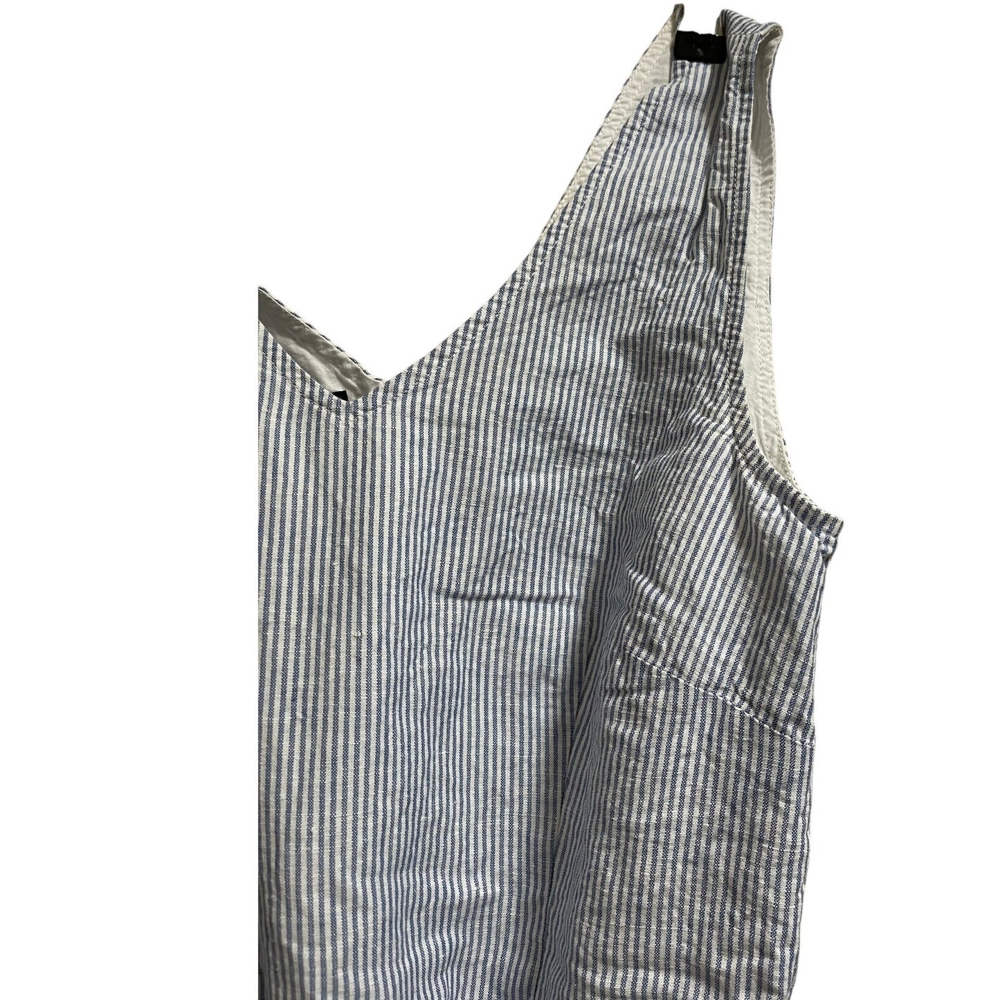 Talbots White & Blue Pinstripe Sleeveless Jumpsuit w/Belt - Size 2