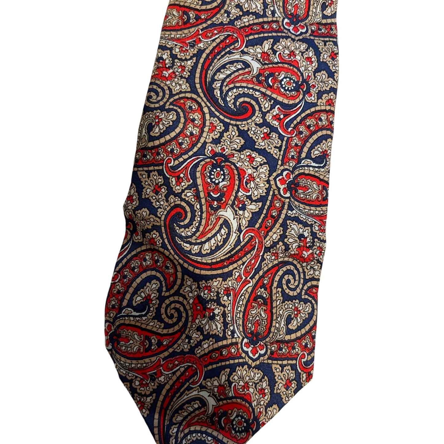 Vintage Christian Dior 100% Silk Red Paisley Print Retro Designer Necktie