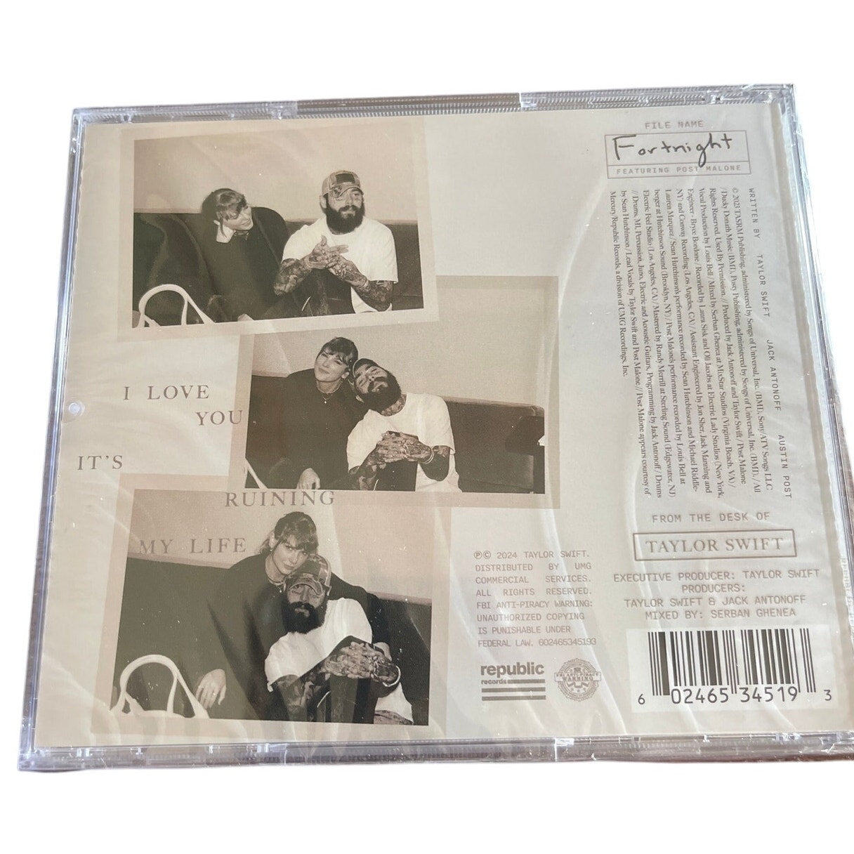 Taylor Swift "Fortnight" Post Malone TTPD CD Single = BRAND NEW SOLD OUT