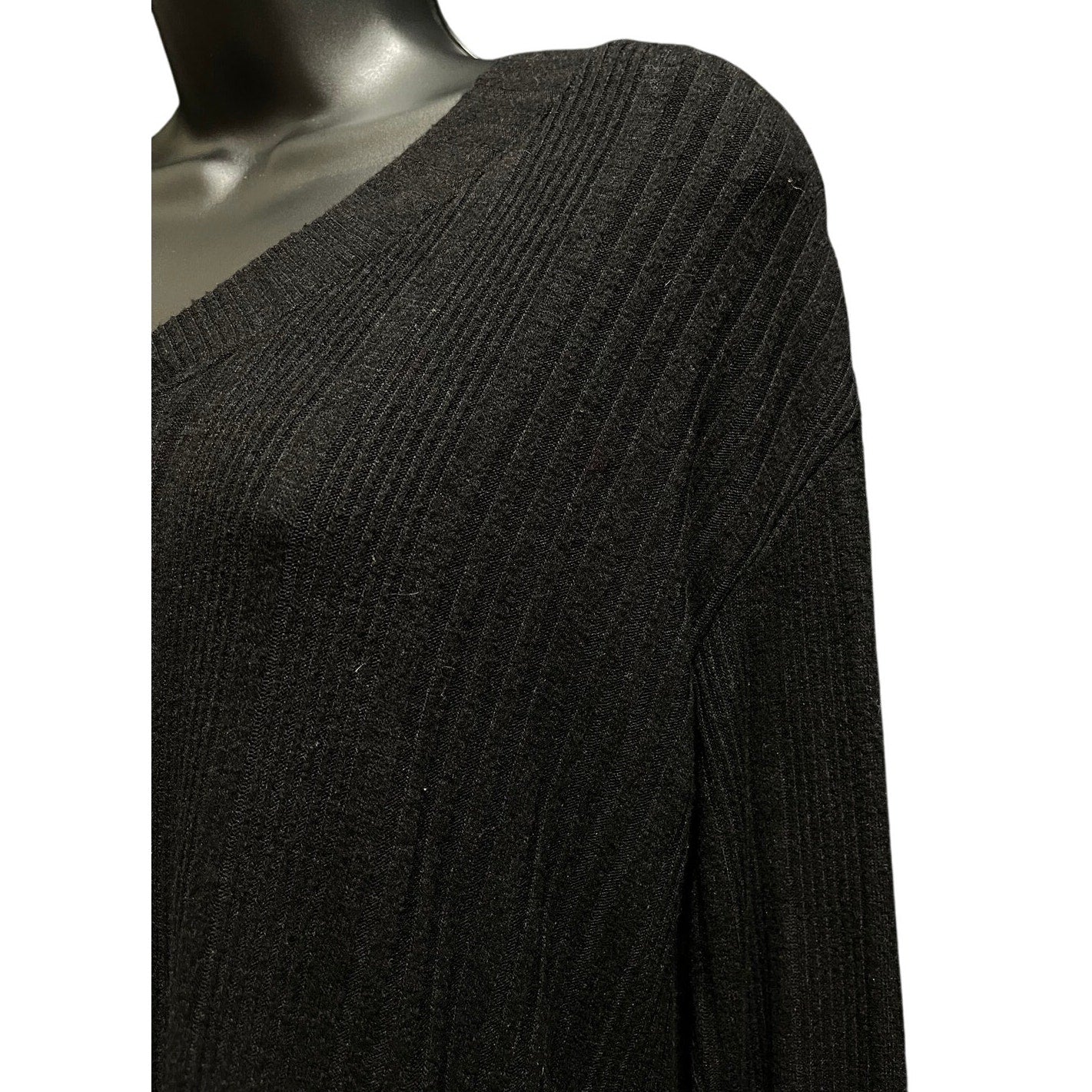 Andrew Marc Black Ribbed Long Sleeve Sweater - Size XS