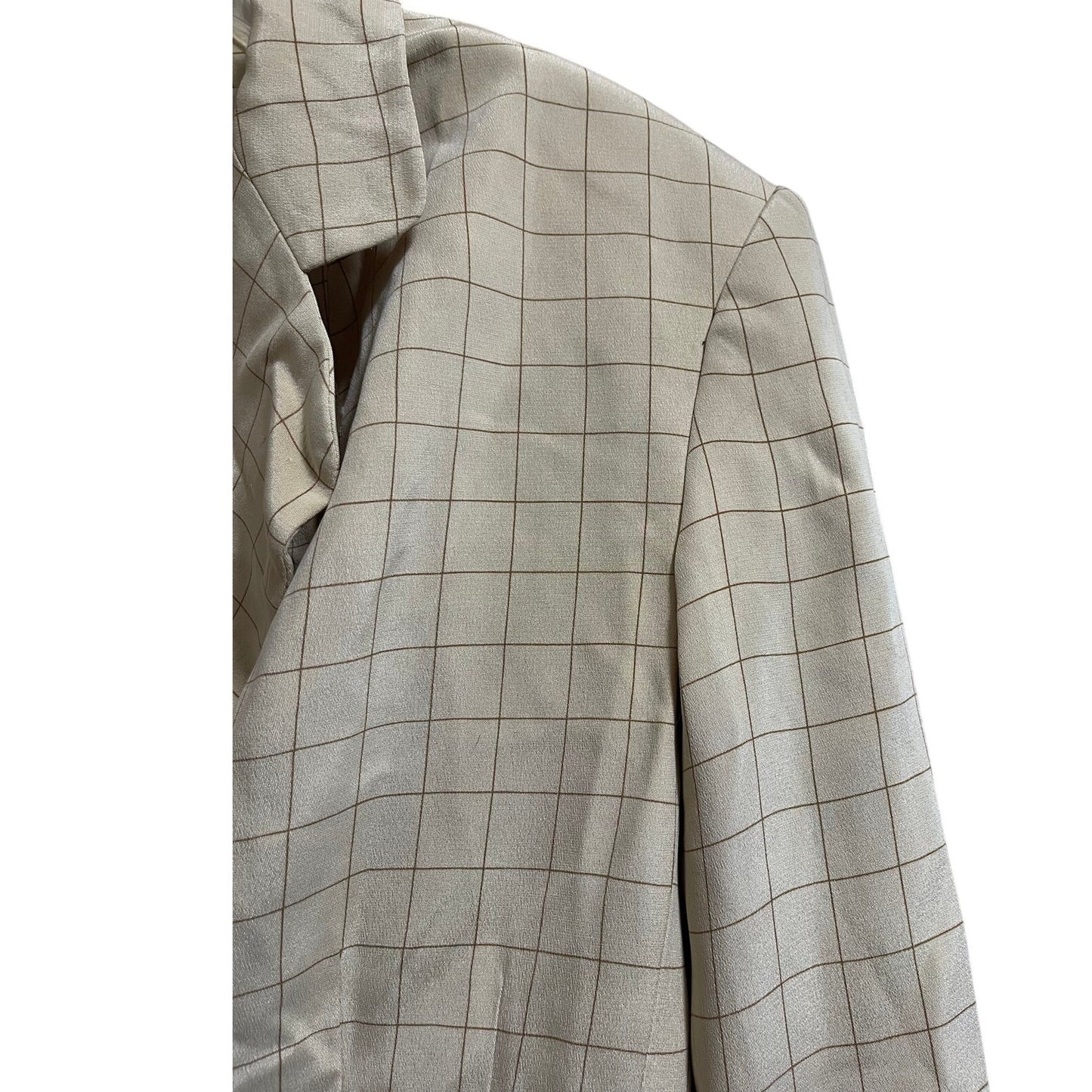 Charter Club 100% Silk Tan Checkered Blazer - Size 12 - NWOT