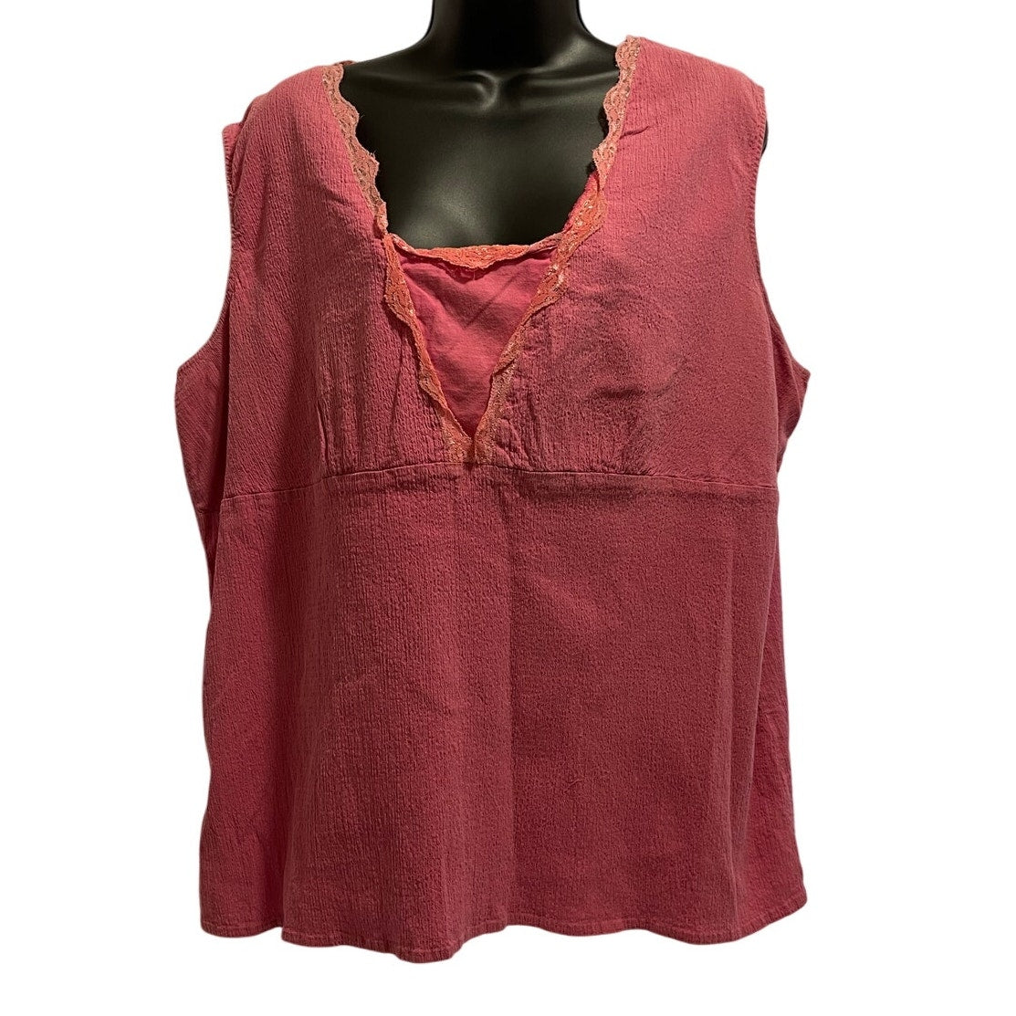 Krazy Kat Women's Size 1XL Pink Cotton Sleeveless Blouse