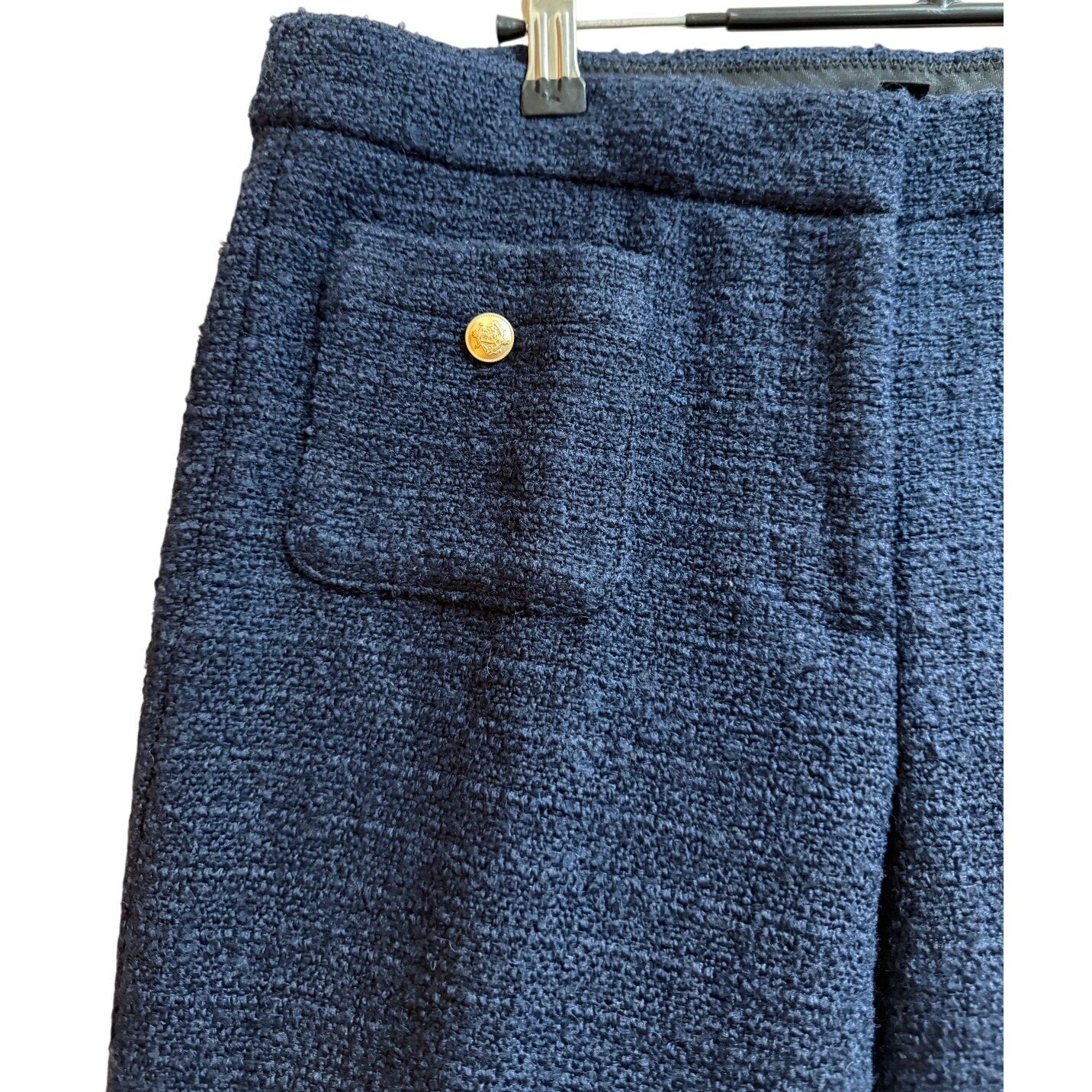 J.Crew Navy Blue Heavy Knit Wool Blend Straight Leg Trousers - Size 8