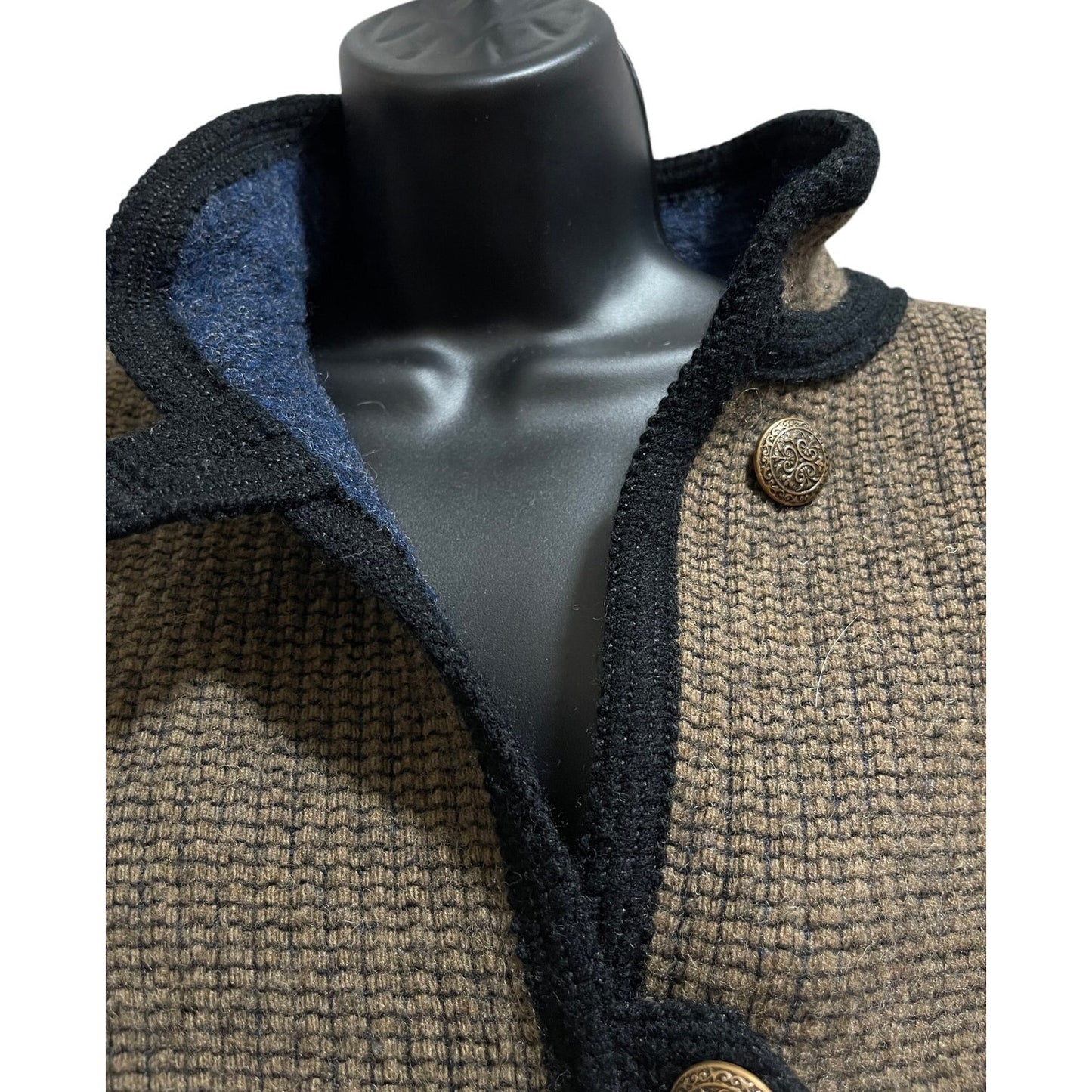 Vintage Long Heavy Woven Handmade Reversible Jacket / Coat - Button Closure