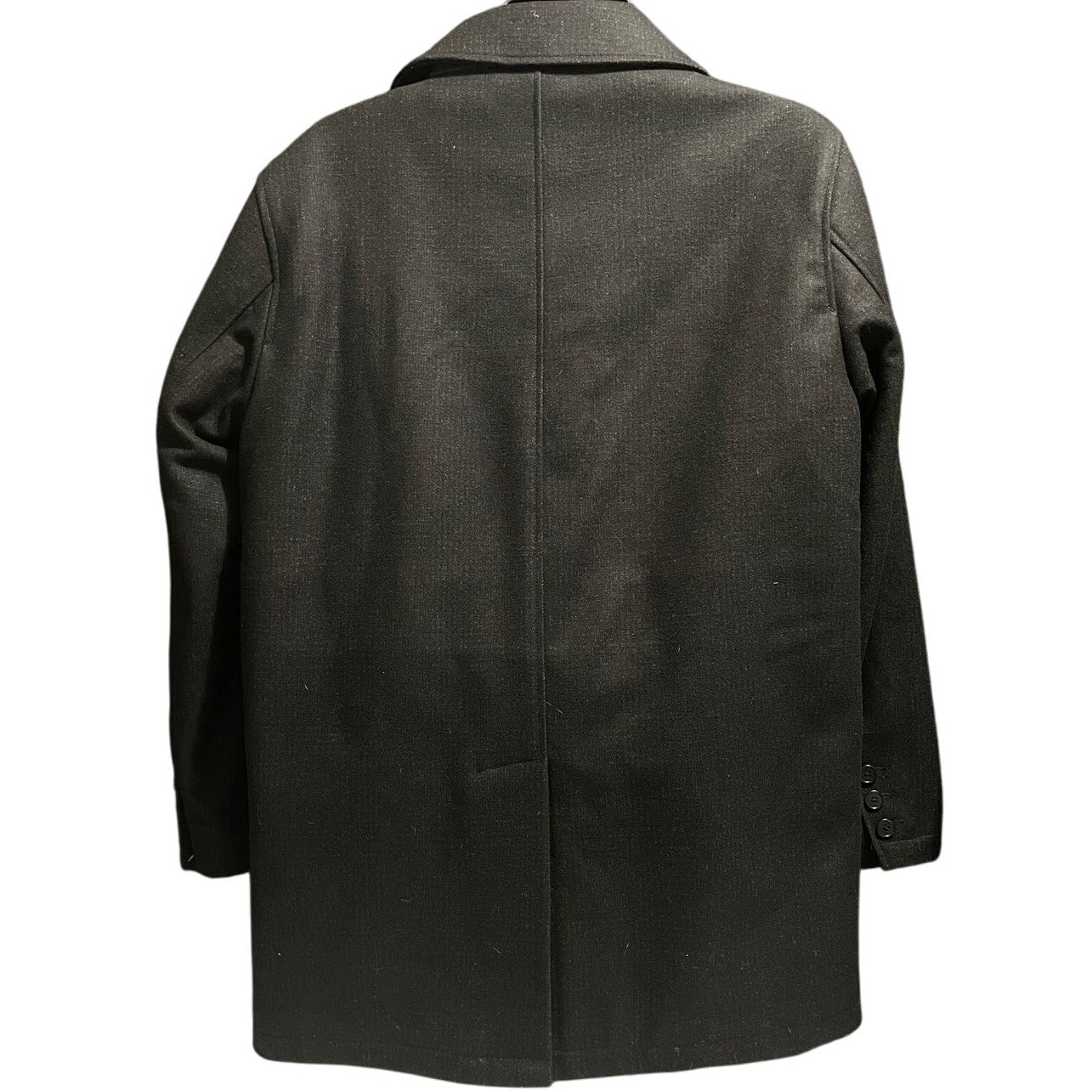 Tom James Virgin Wool Black Overcoat - Large - Quilted - Lined - Padded