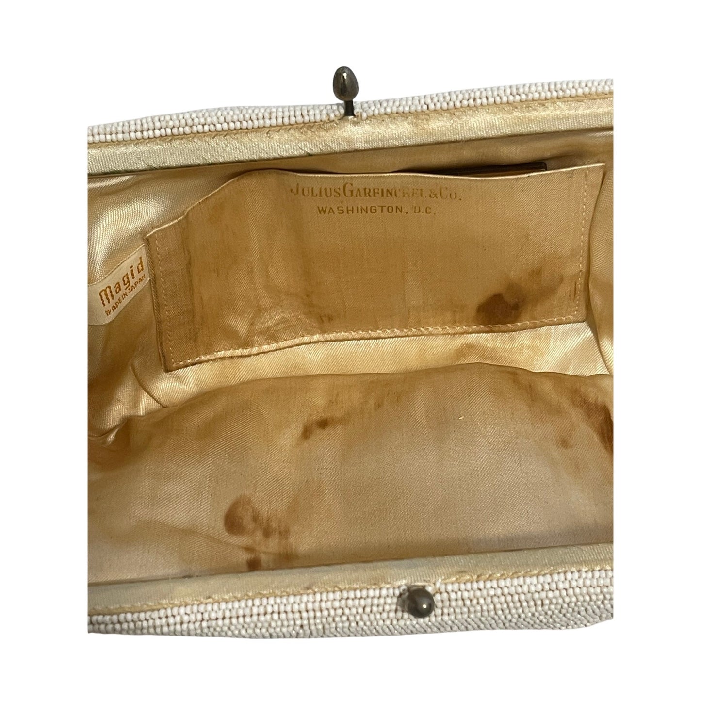 Vintage Julius Garfinckel & Co White Beaded Clutch