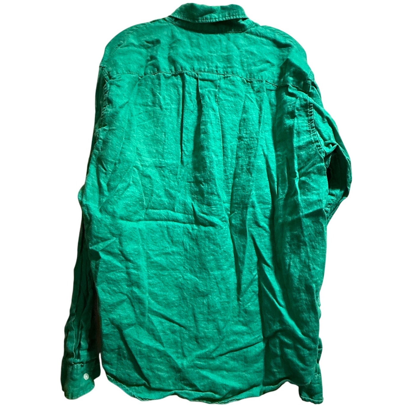 Felix 100% Linen Kelly Green Button Up Blouse - Size XXL