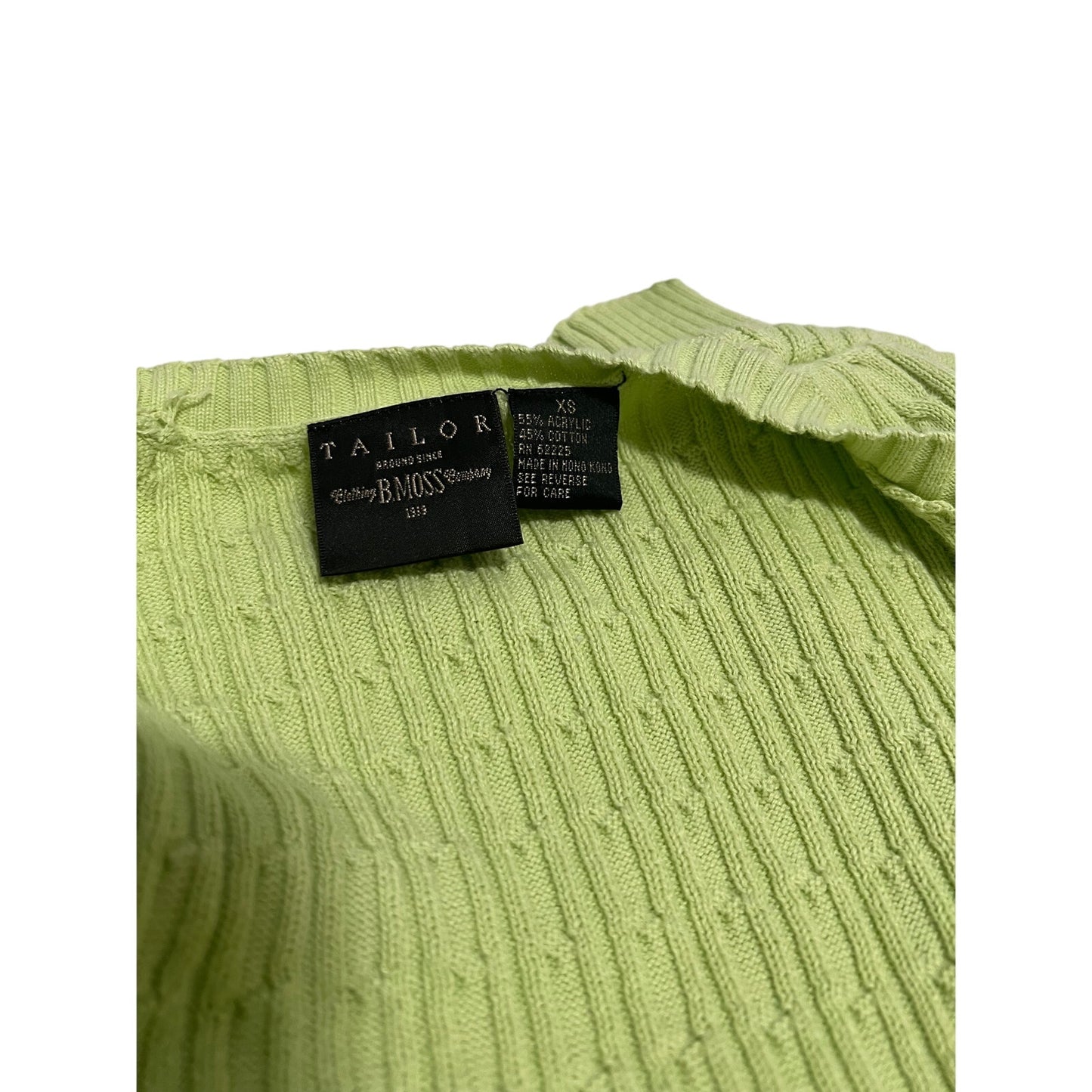 Tailor B. Moss Spring Green Light Knit Cable Sweater - Size XS
