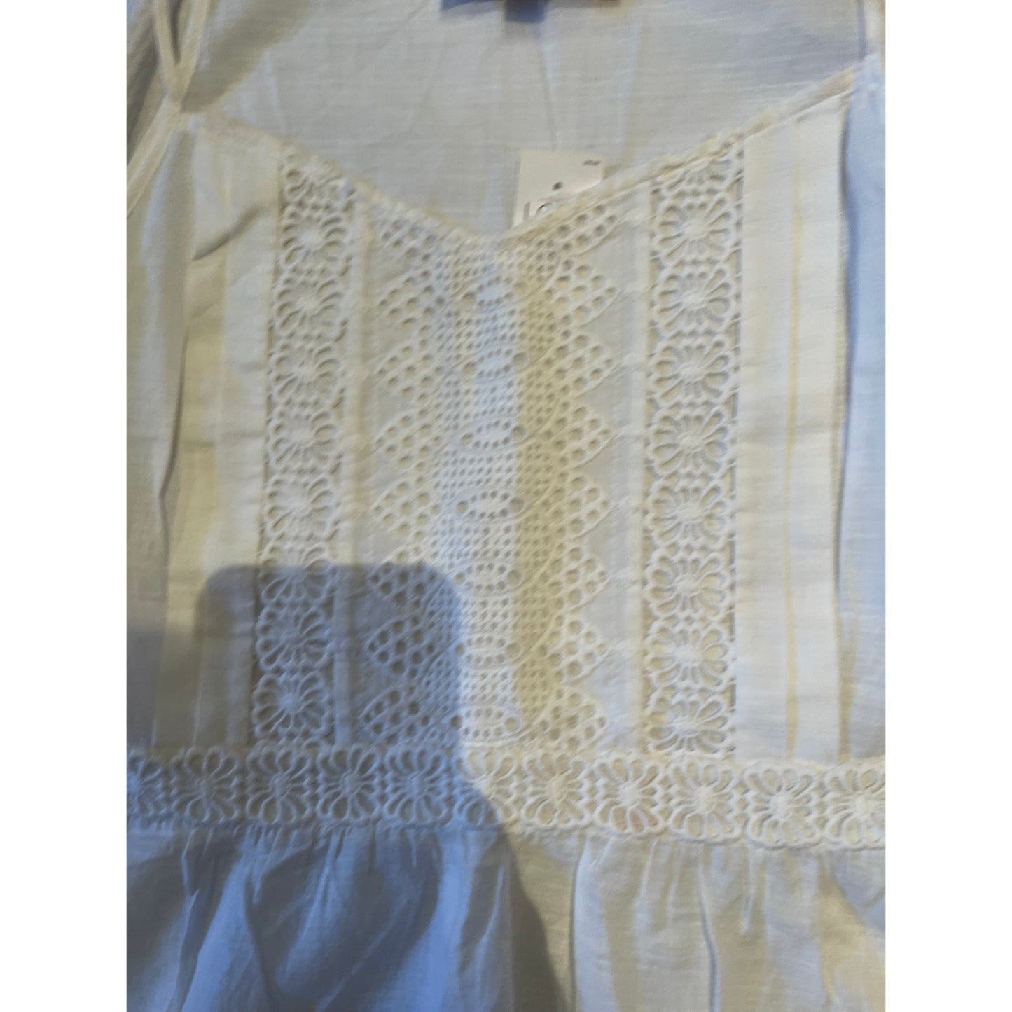 Ann Taylor The Loft White Linen & Crochet Strappy Tank Blouse - Size 4 - NWT