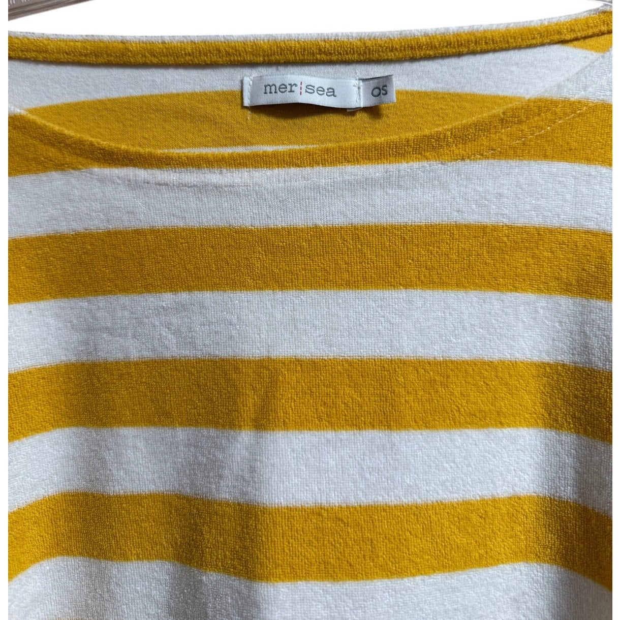 Mersea Oversized Boxy Cotton Blend Yellow & White Striped Blouse - One Size