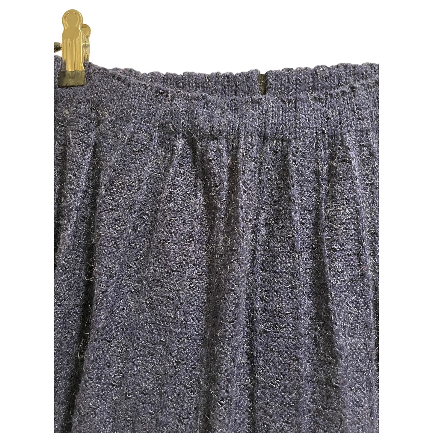 Vintage Blue Knit Elastic Waistband Maxi / Midi Skirt