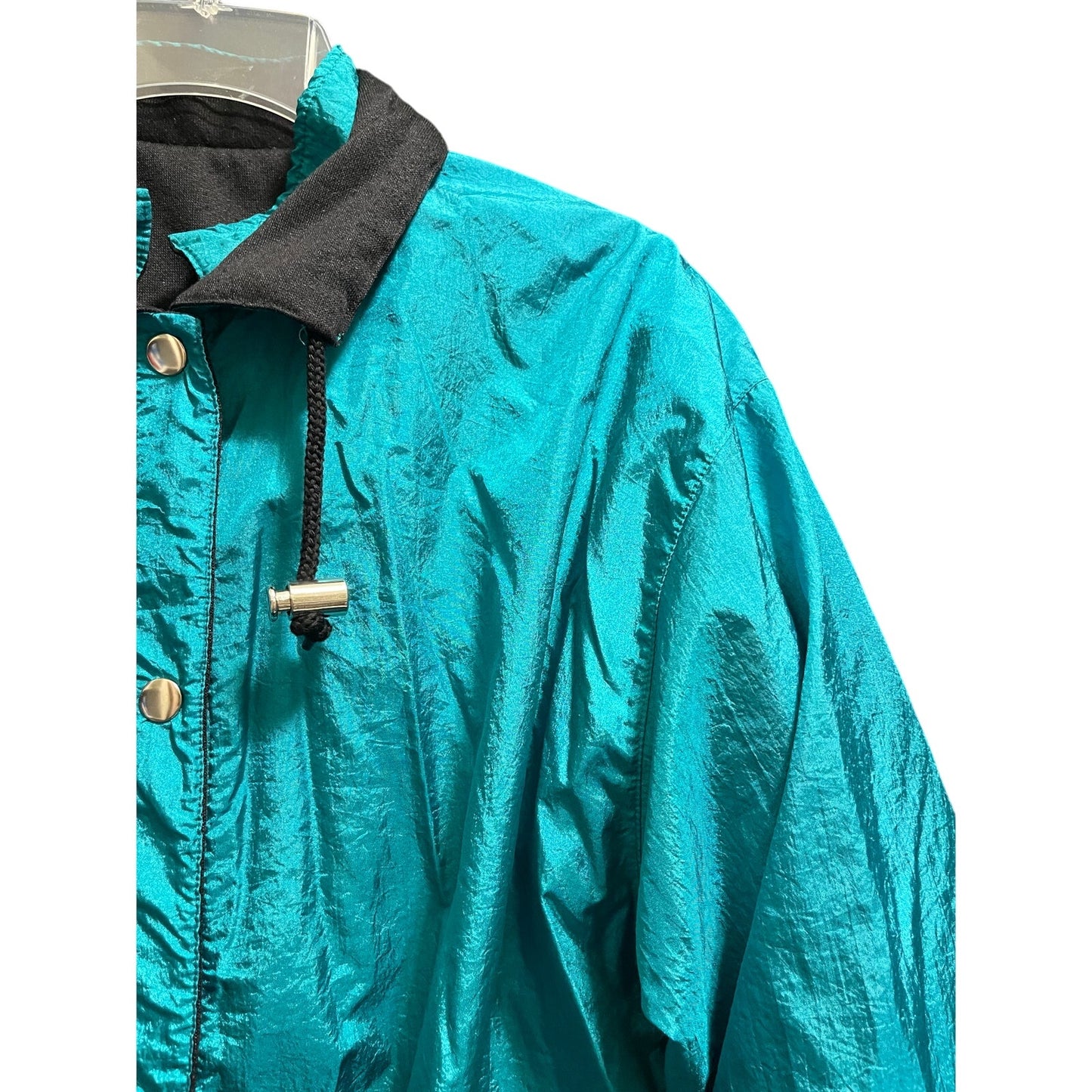 Vintage Teal and Black Reversible Windbreaker Jacket - Men's Small
