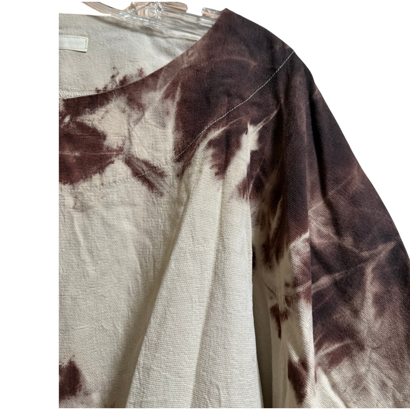 UZI One Size Brown and Tan Tie Dye Caftan Blouse Box Top