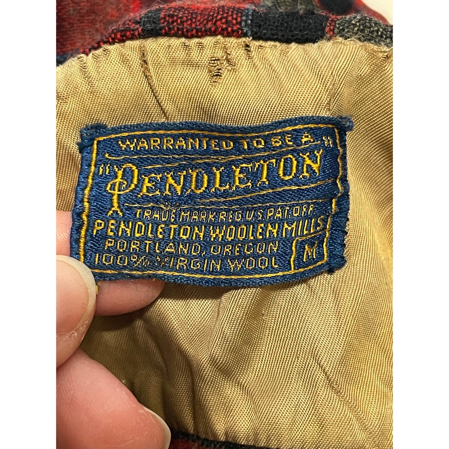 Vintage 1960's Pendleton 100% Wool Red Plaid Shirt - Men's Medium - Distressed