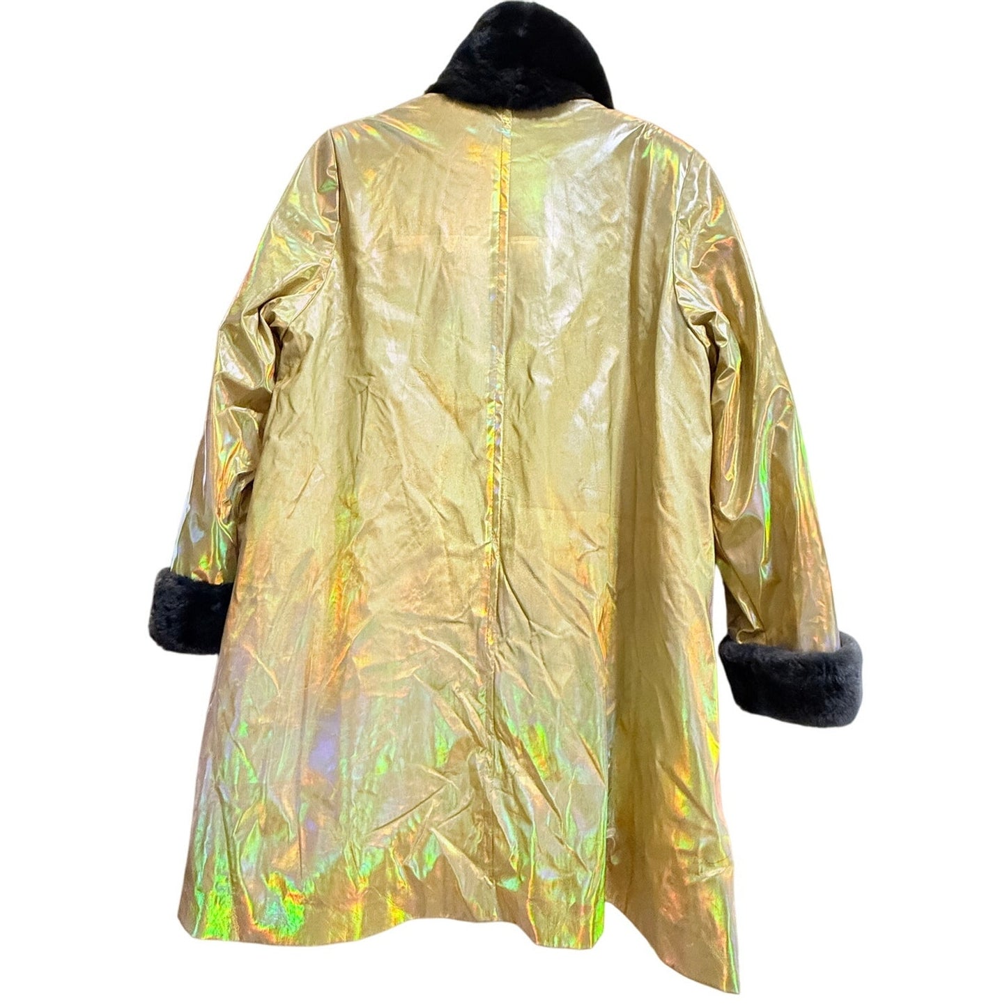 Vintage David Goodman for Gus Goodman Yellow Reflective Fur Lined Size 10 Coat