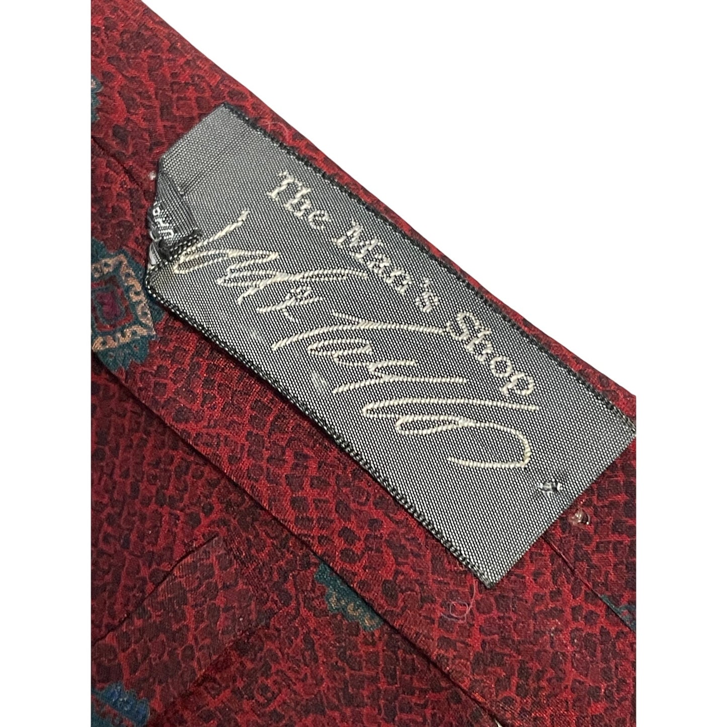 Vintage Lord & Taylor Men's Shop 100% Italian Silk Necktie Red Square Pattern