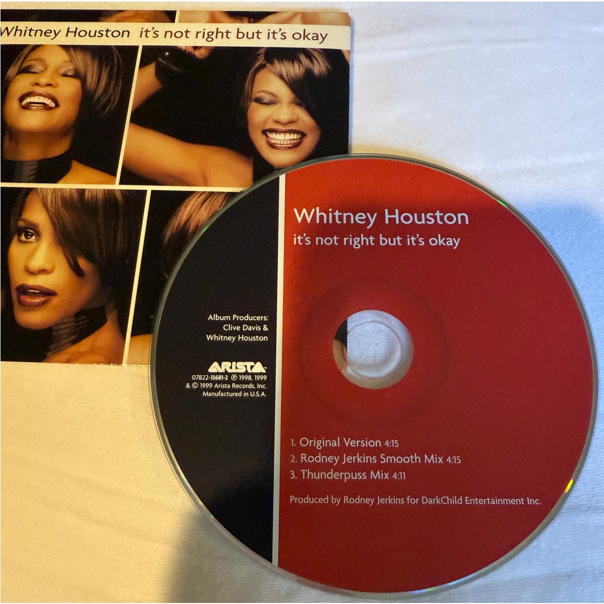 Whitney Houston It's Not Right But It's Ok 1999 CD Single