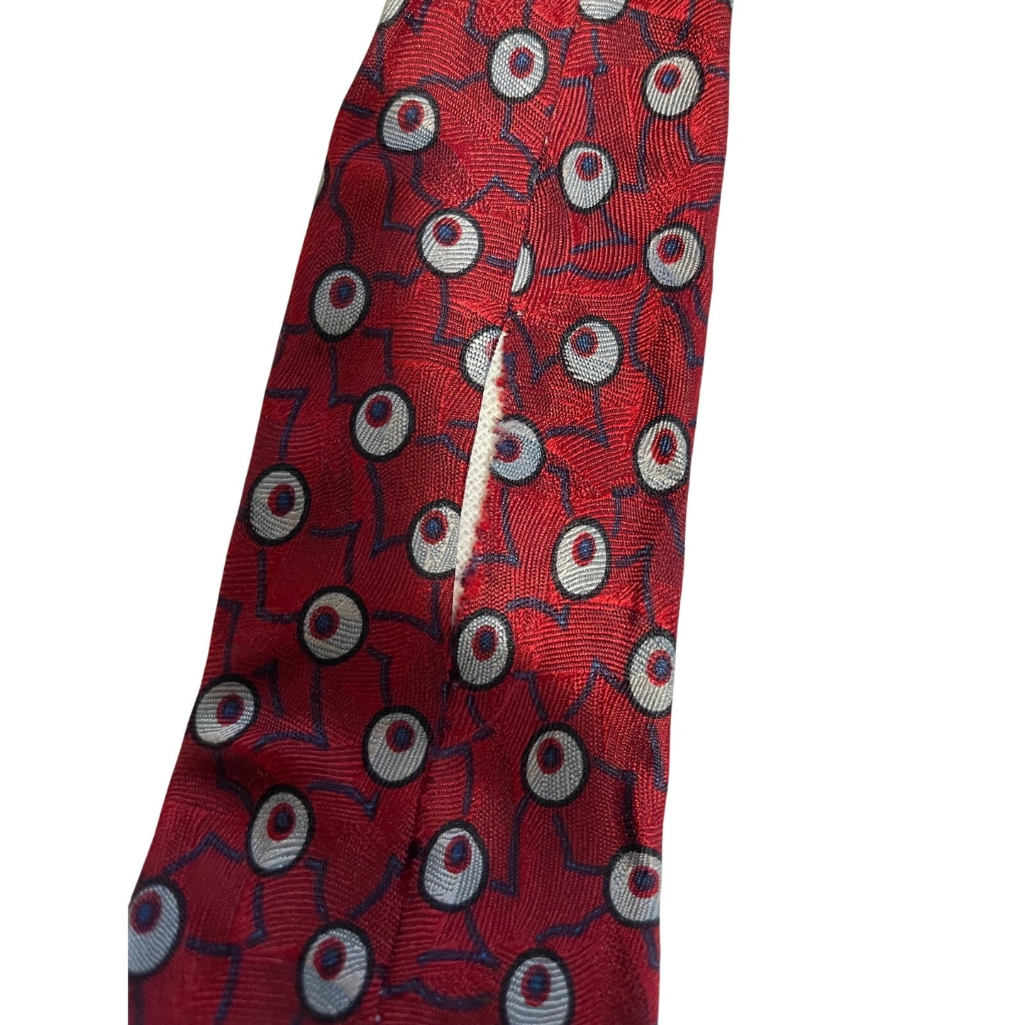 Vintage Red and Gray Patterned Men's Silk Type Unbranded Necktie