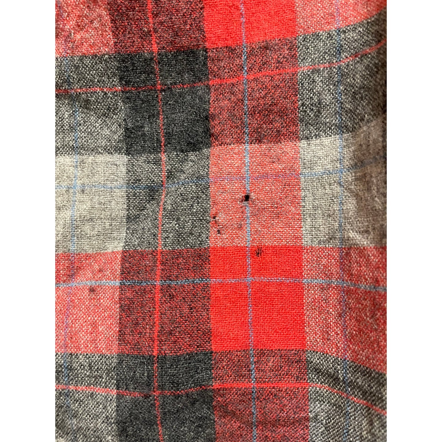 Vintage 1960's Pendleton 100% Wool Red Plaid Shirt - Medium - Distressed