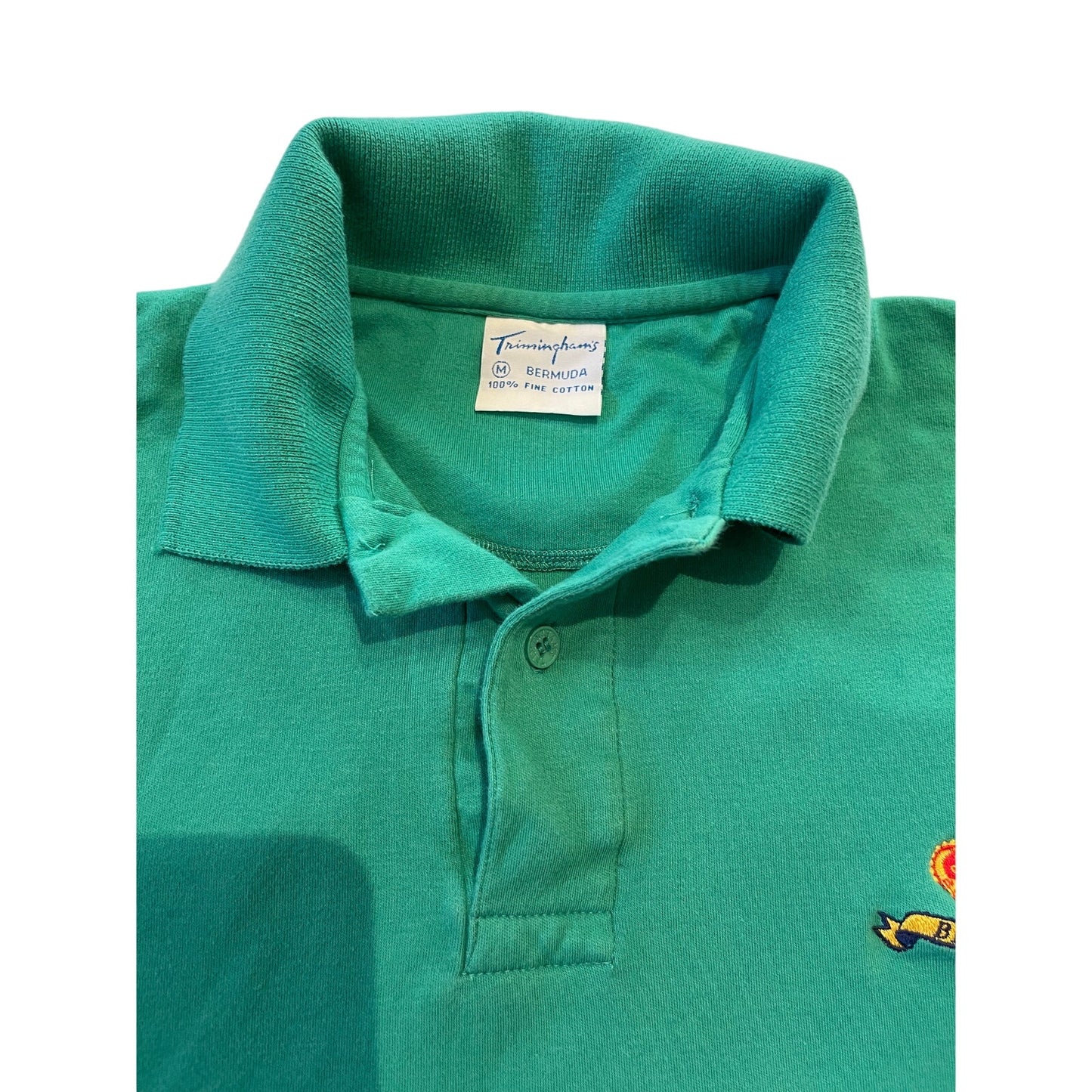 Vintage Trimingham's Bermuda 100% Cotton Medium Green Polo Shirt
