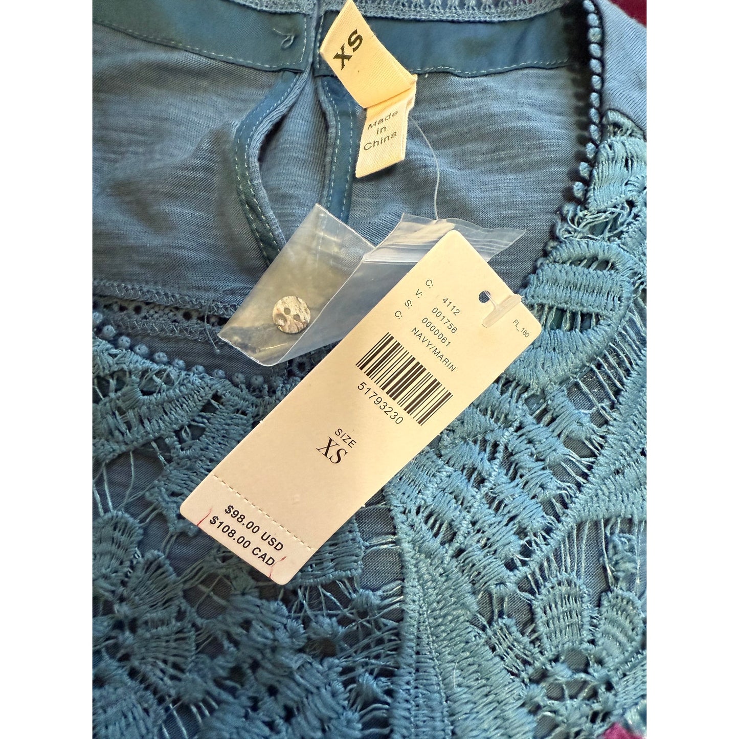 Anthropologie Pink Blue Velvet Sleeveless Blouse - XS - NWT