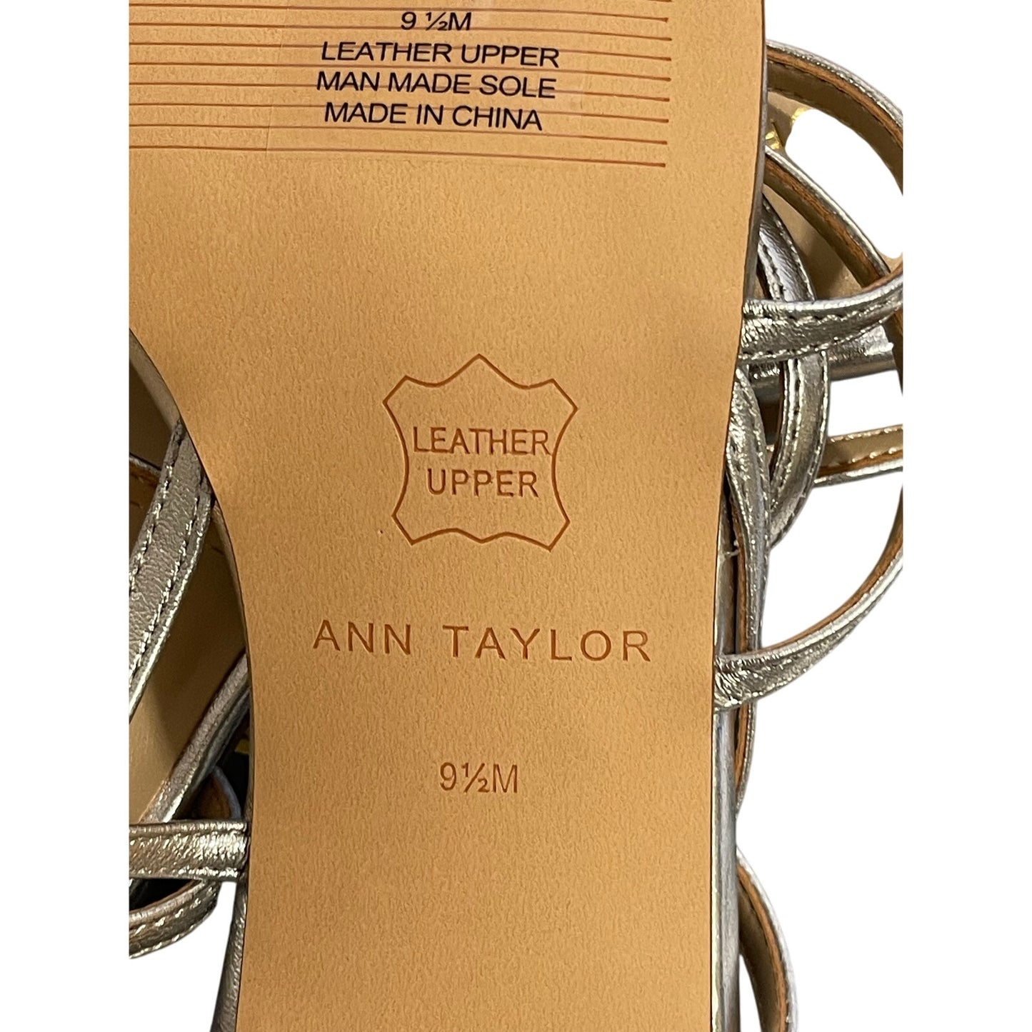 NIB Ann Taylor Silver Leather Strappy Sandals Size 9.5 M