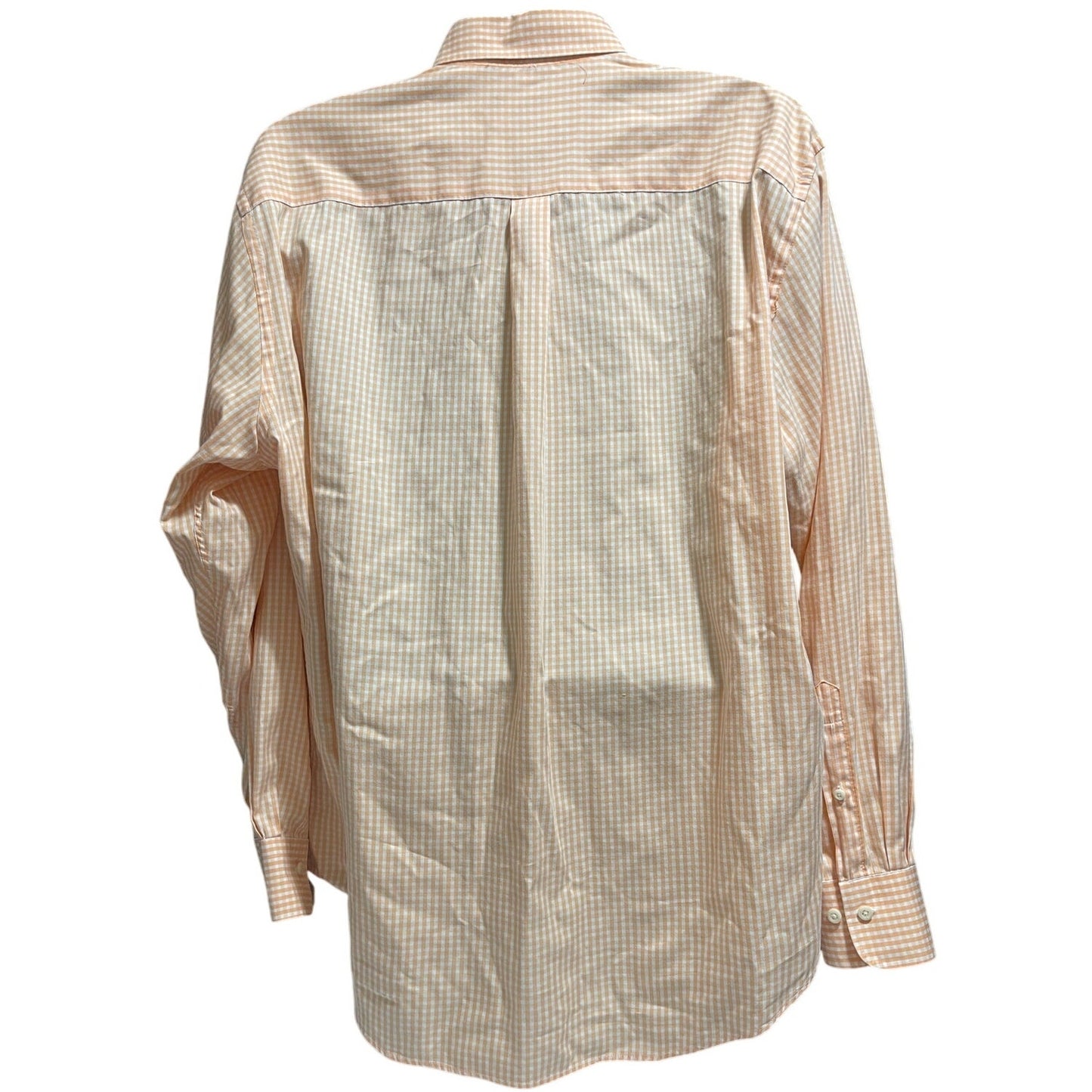 Peter Millar Crown Soft Cotton & Silk Blend Peach & White Checkered Shirt - XL