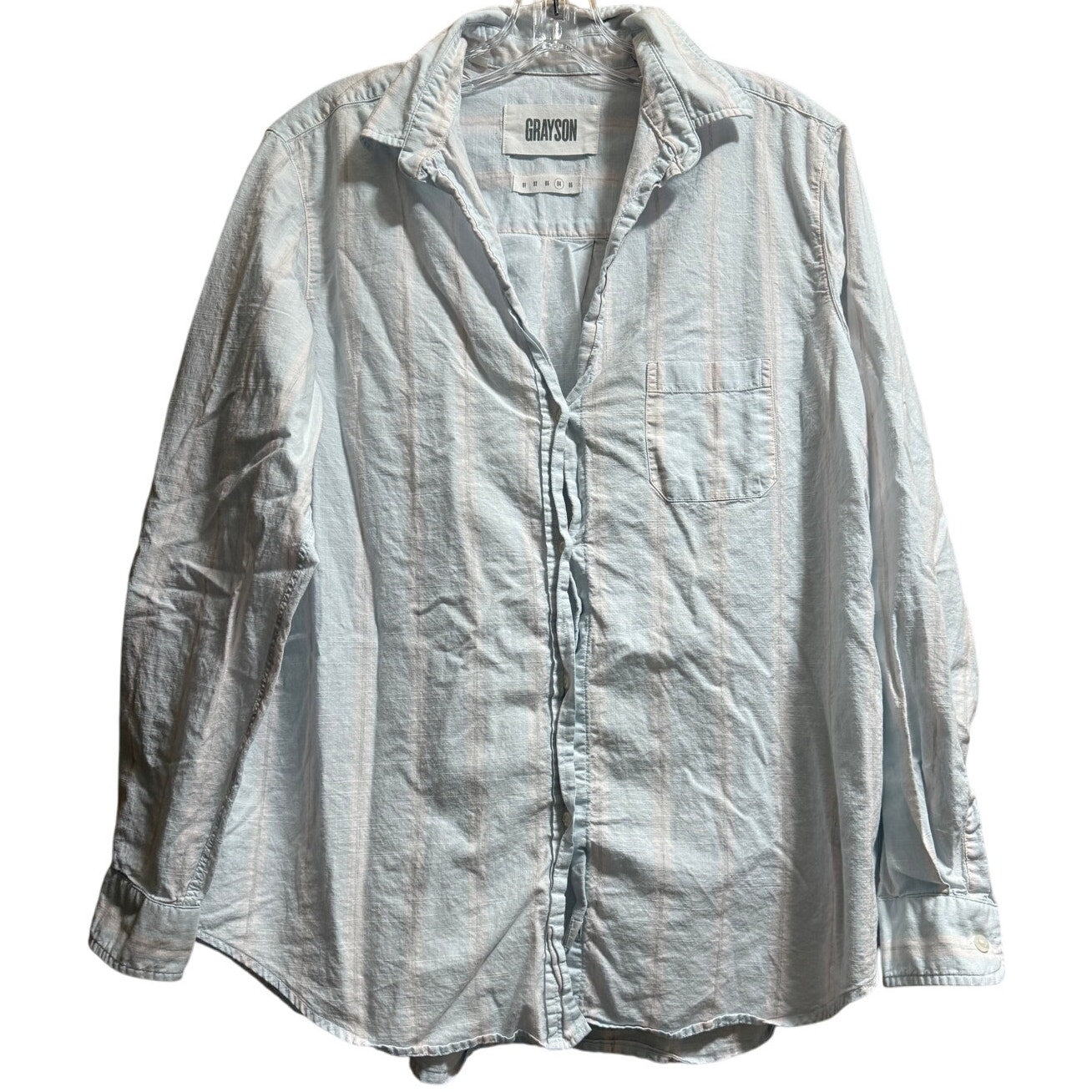 Frank & Eileen Grayson Pale Blue & Pink Stripe Size 4 Button Up Shirt