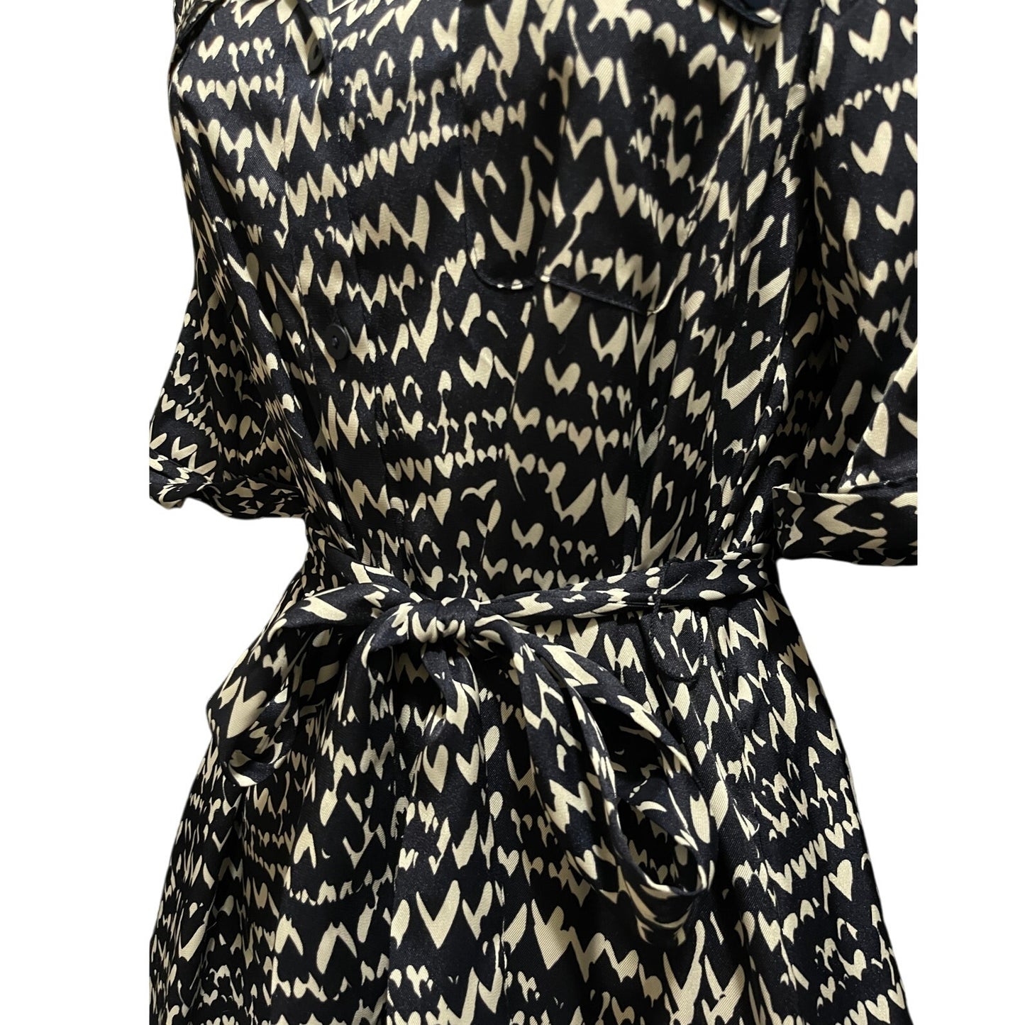 RyeGrass Black and White Abstract Print Shirt Dress - Size XS - NWT - Maxi