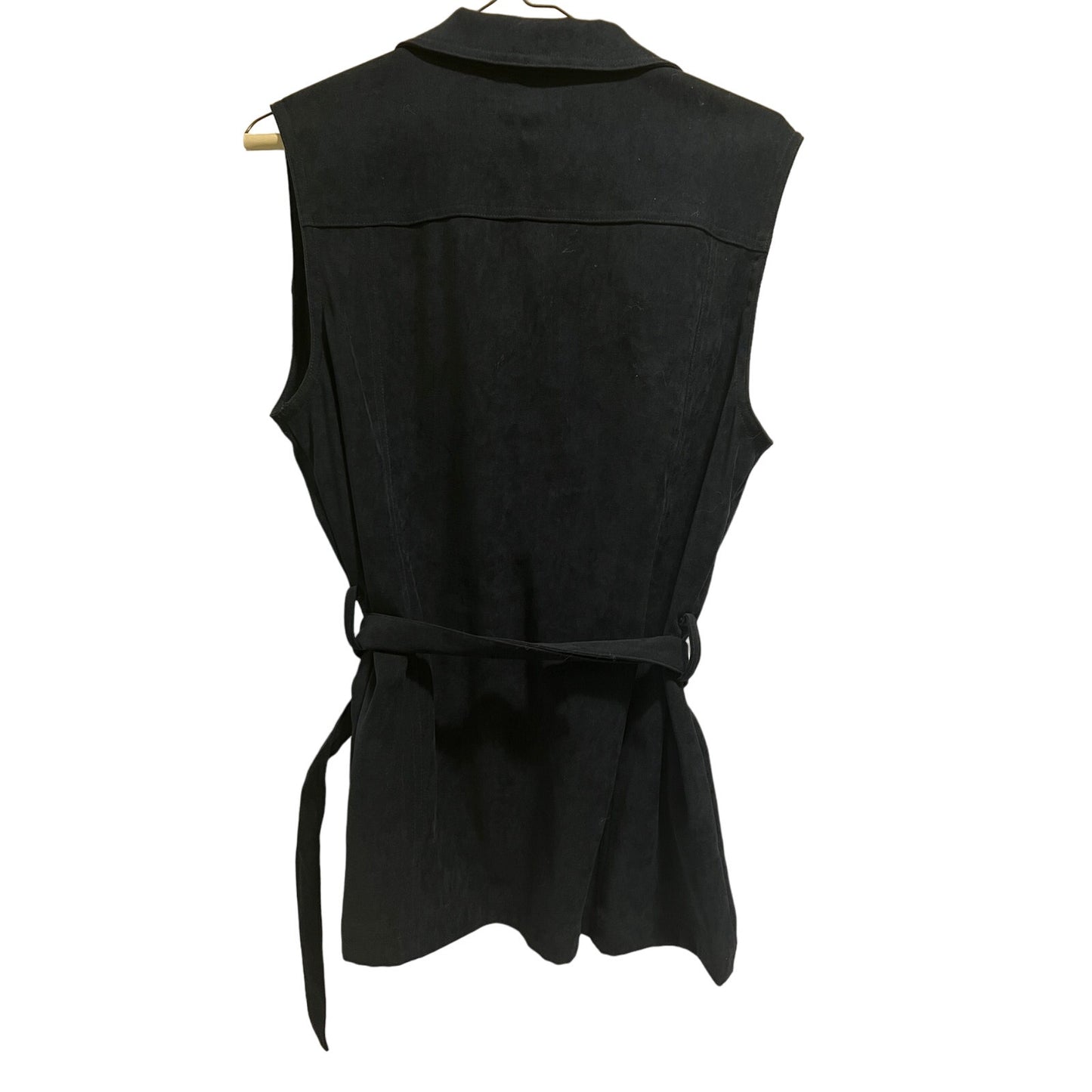 Vintage Cambridge Dry Goods - Medium - Navy Button Up Faux Suede Belted Vest