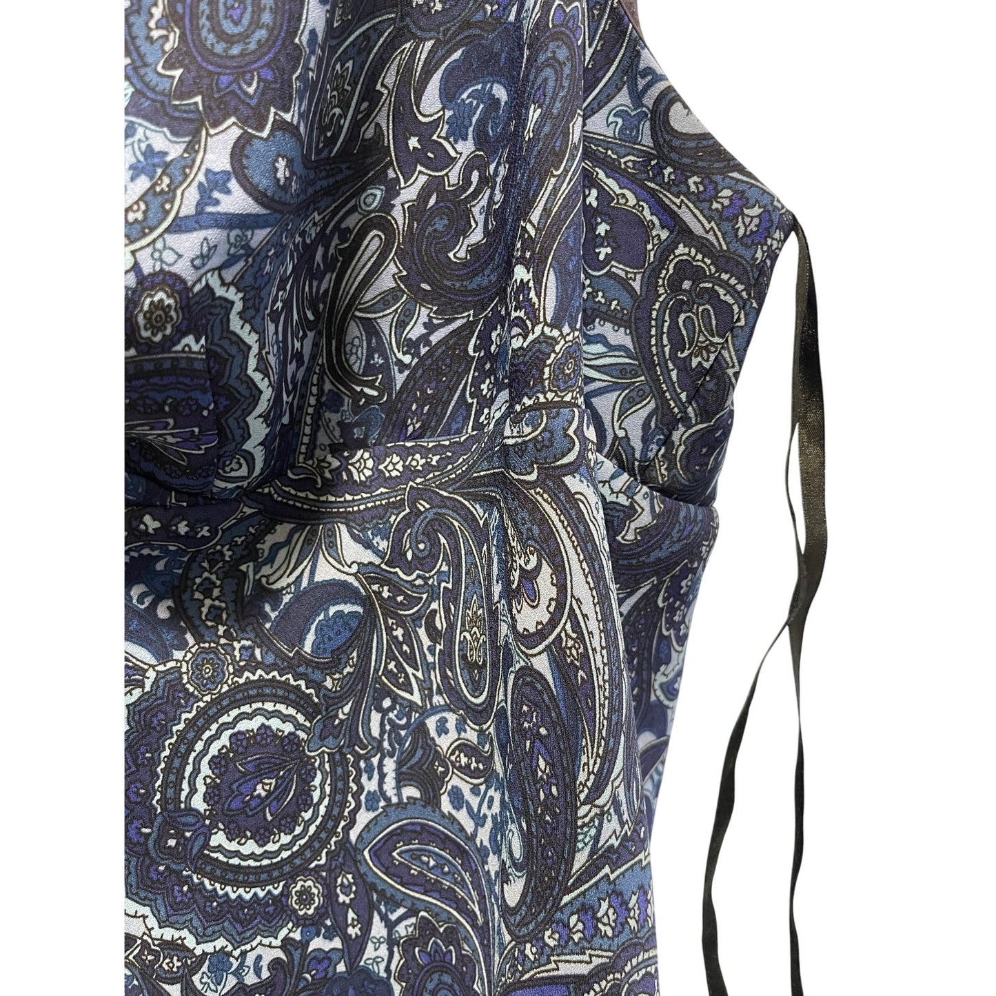 Venezia Women's Size 22 Sleeveless Blue Paisley Print Dress