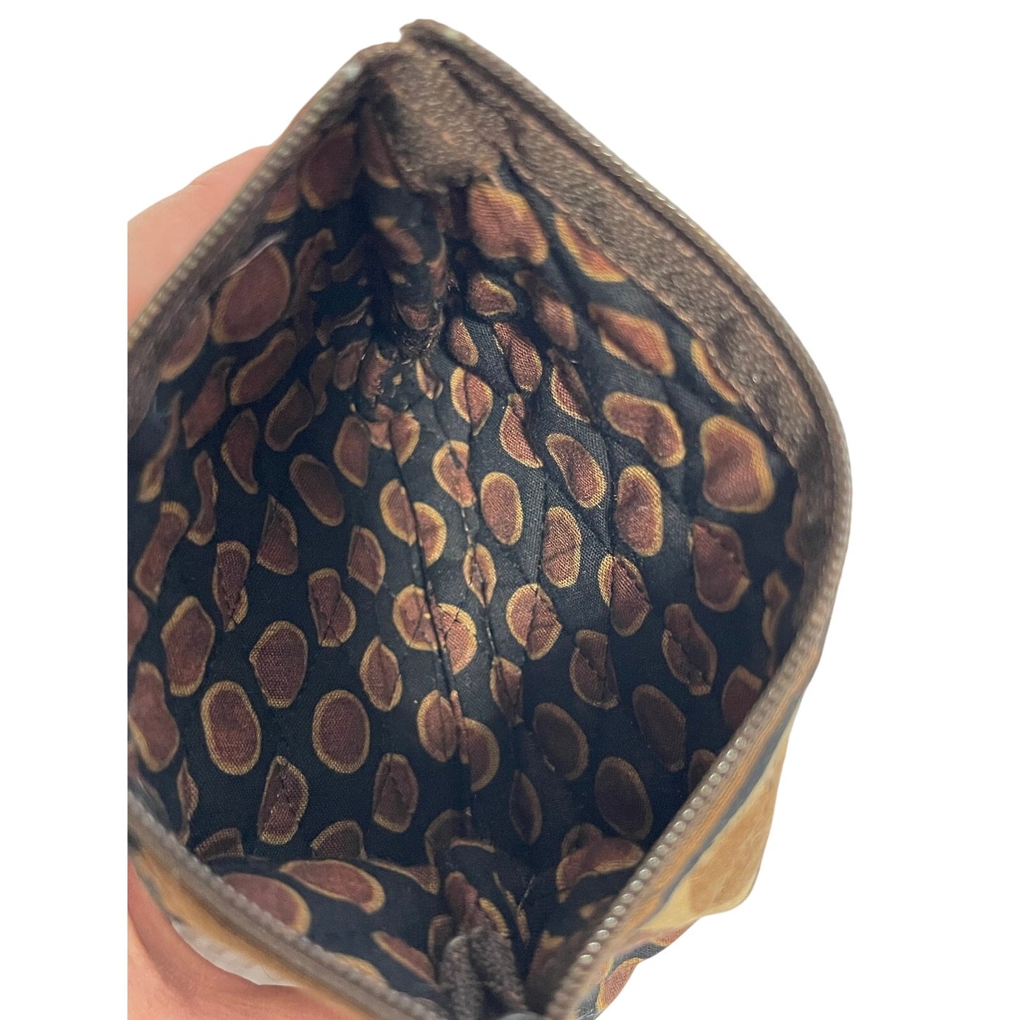 Y2K Quilted Zip Top Clutch Purse / Wallet - Unbranded - Brown Patterned