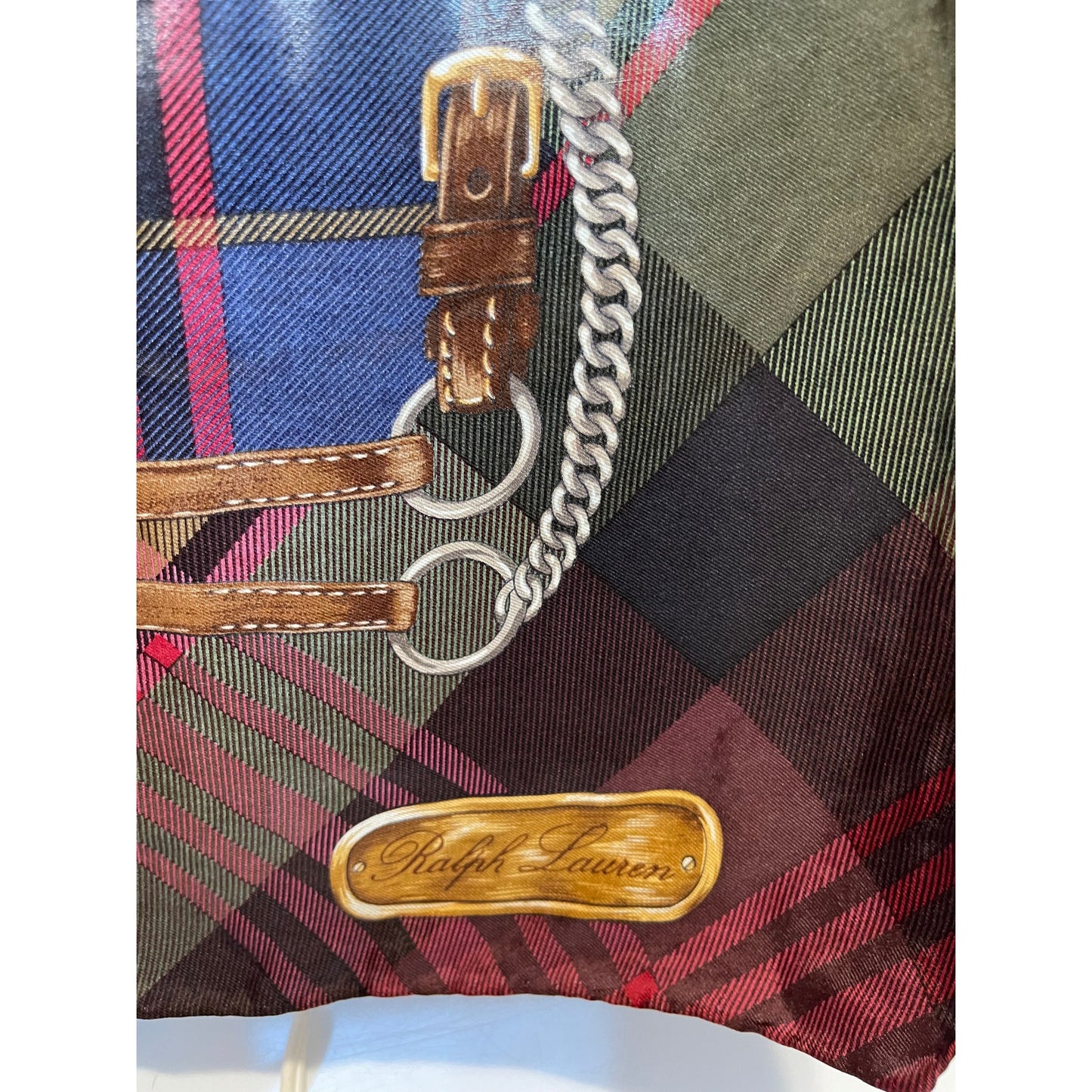 Vintage Ralph Lauren Emblem Silk Scarf - Designer - Women's Square